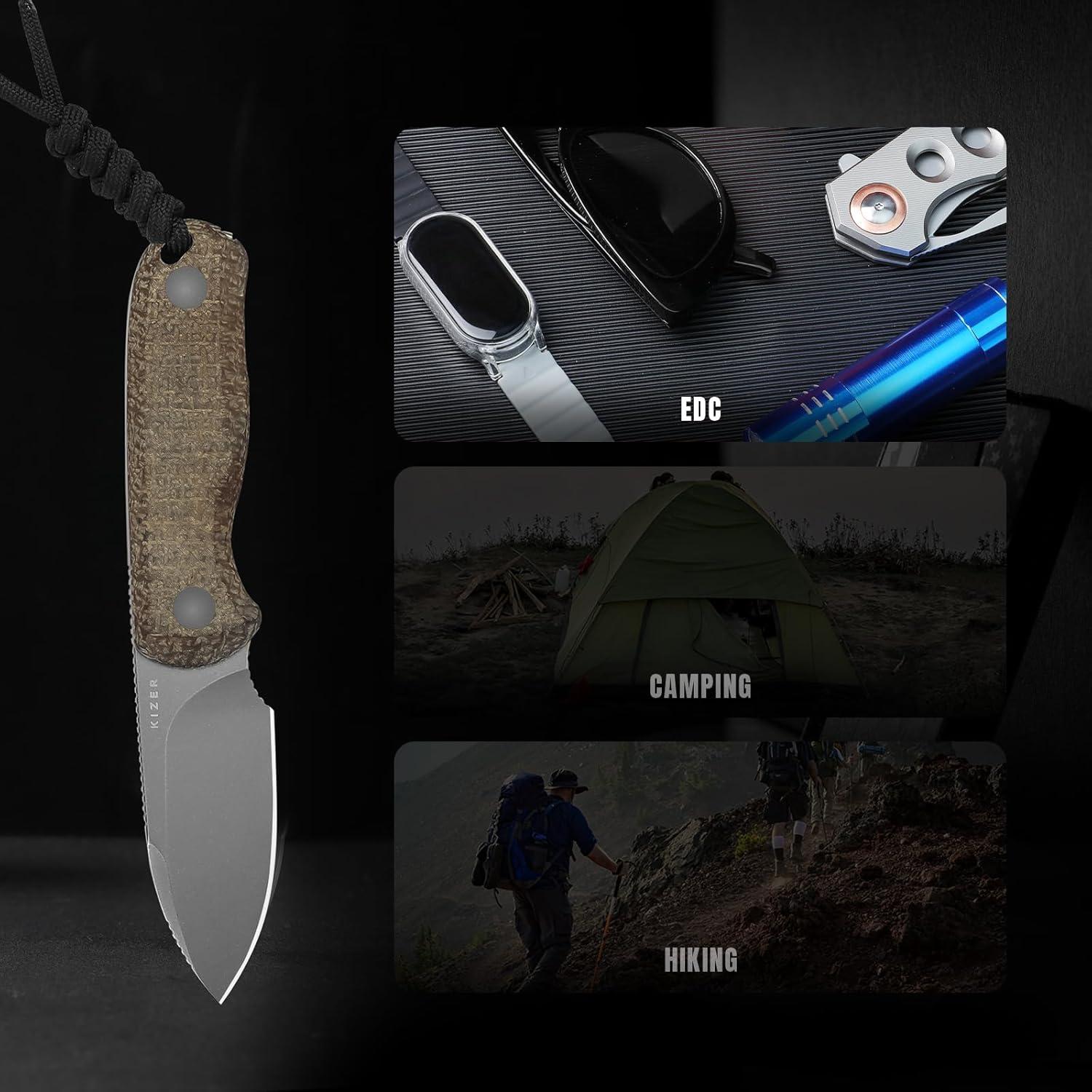 Cuchillo Fijo Kizer Drop Bear 6.53 cm Acero 14C28N con Funda