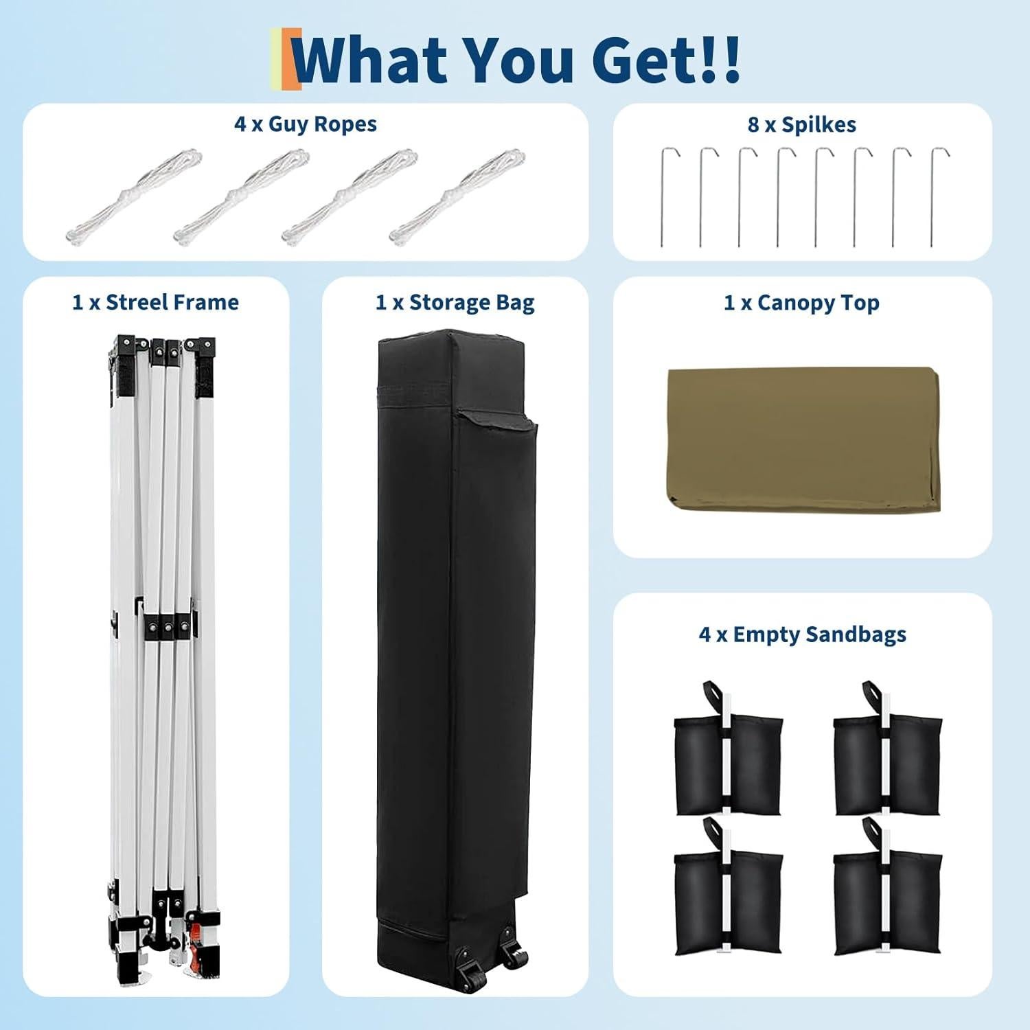 Carpa Plegable 3x3m HarmonyHealth Resistente al Agua Marrón