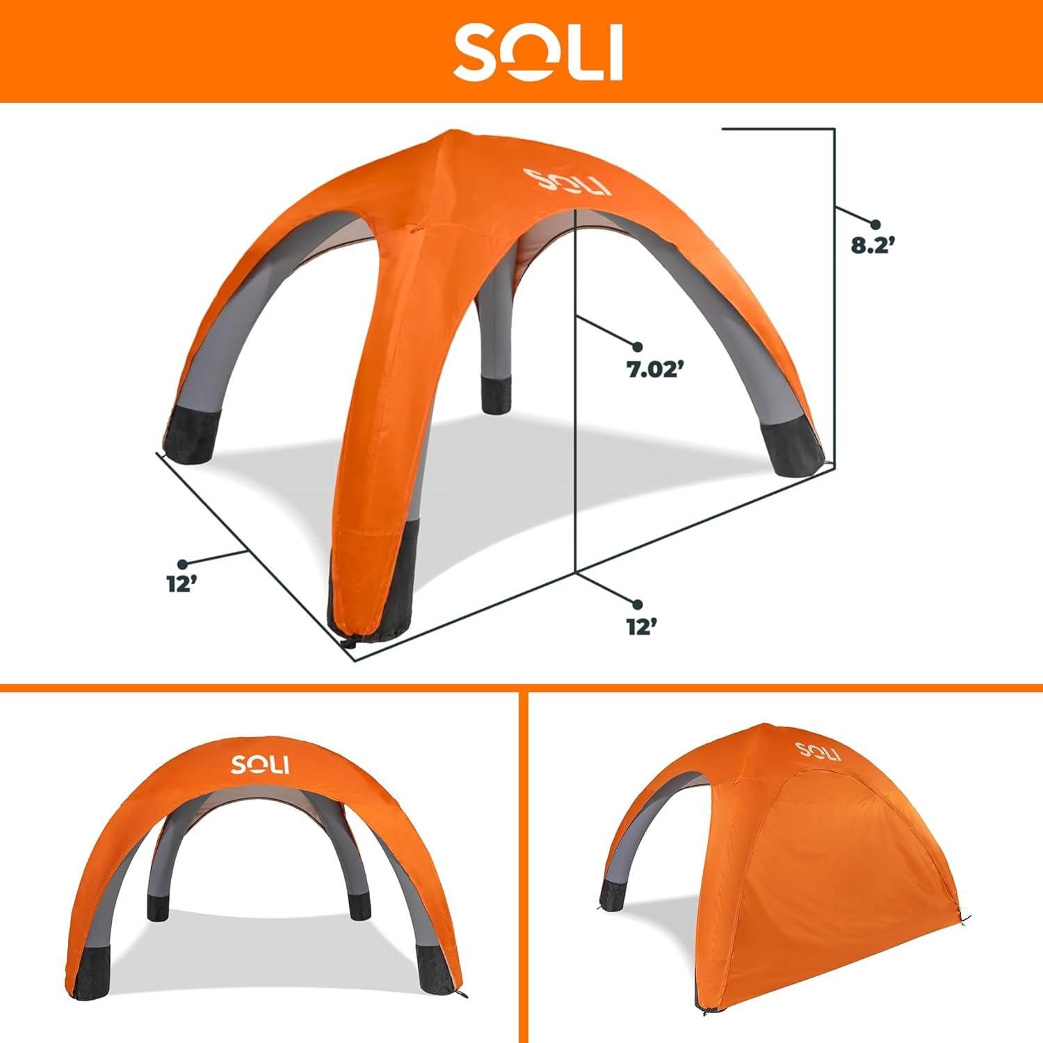 Dosel de Aire SOLI 12' Naranja - Carpa Inflable UPF 50+