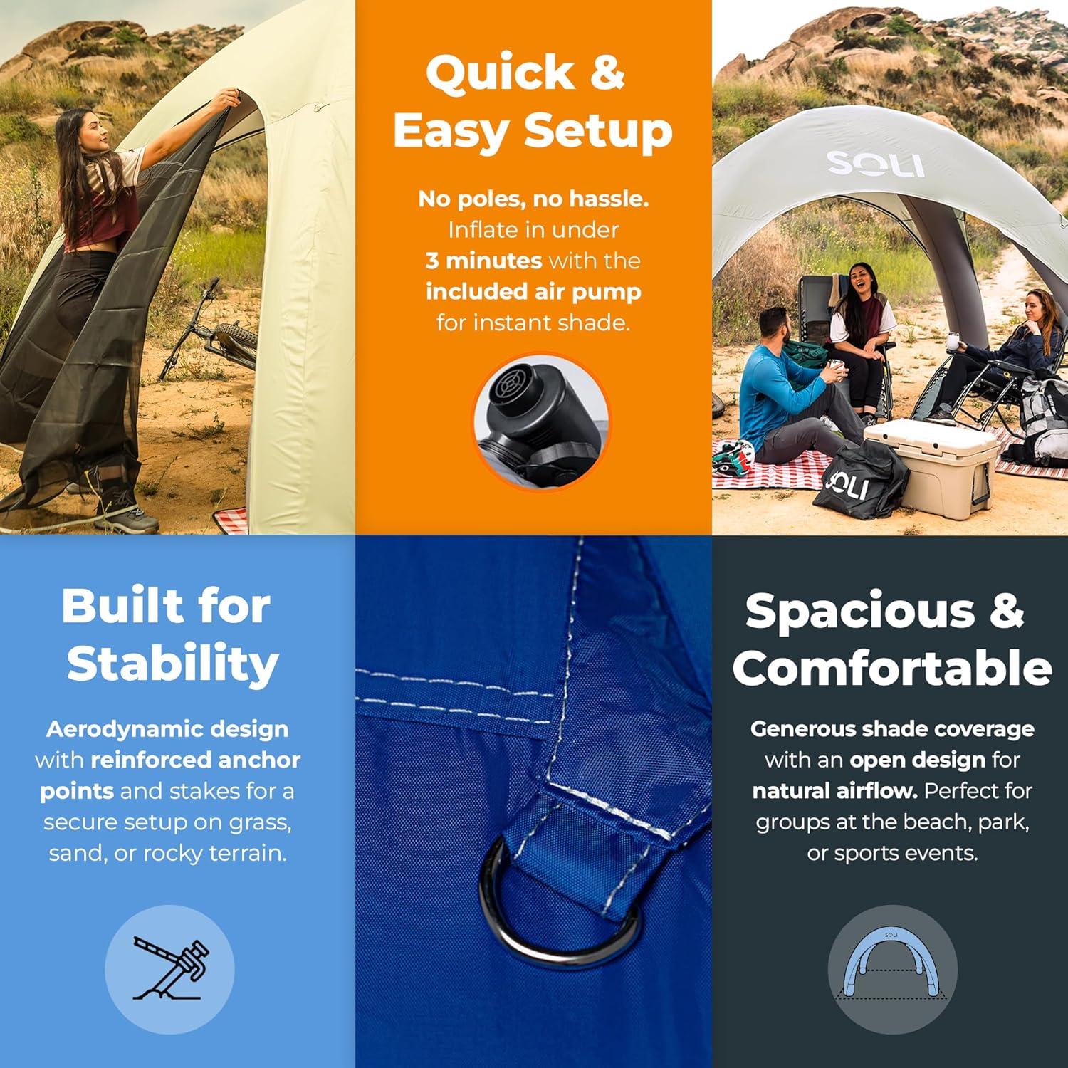 Dosel de Aire SOLI 12' Naranja - Carpa Inflable UPF 50+