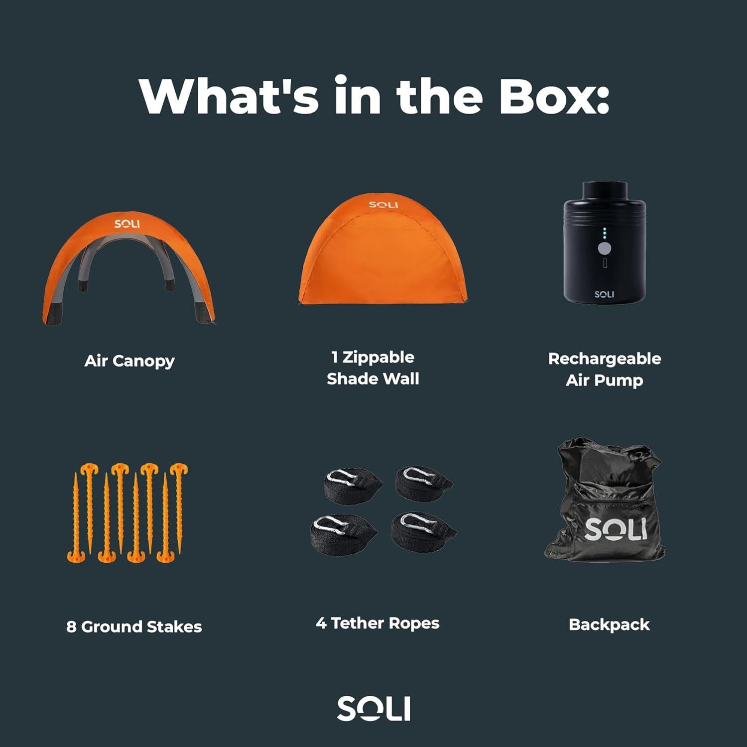 Dosel de Aire SOLI 12' Naranja - Carpa Inflable UPF 50+