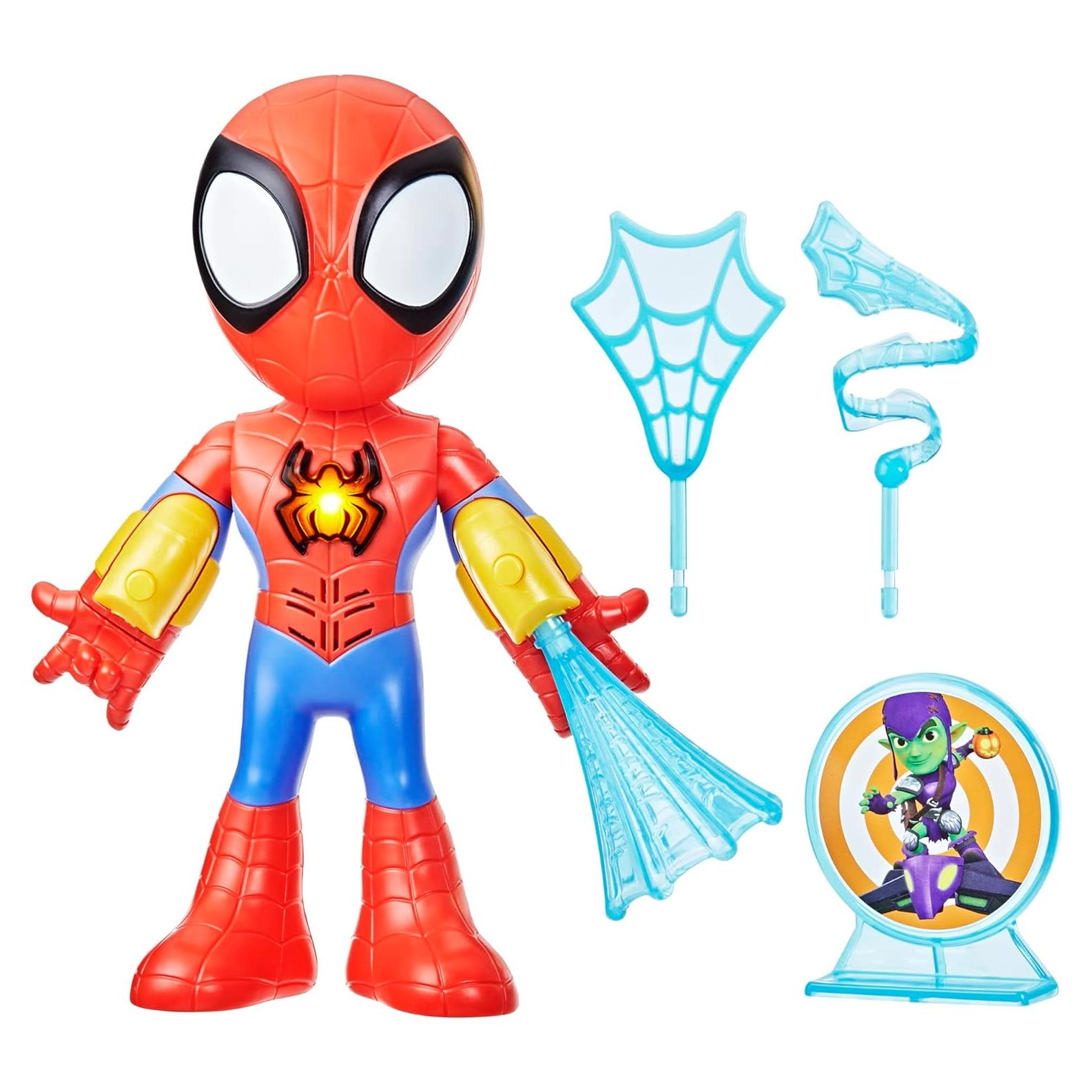 Marvel Spidey and His Amazing Friends Electronic Suit Up Spidey, 10-Inch Action Figure with Lights and Sounds, Preschool Toys for Kids Ages 3 and Up