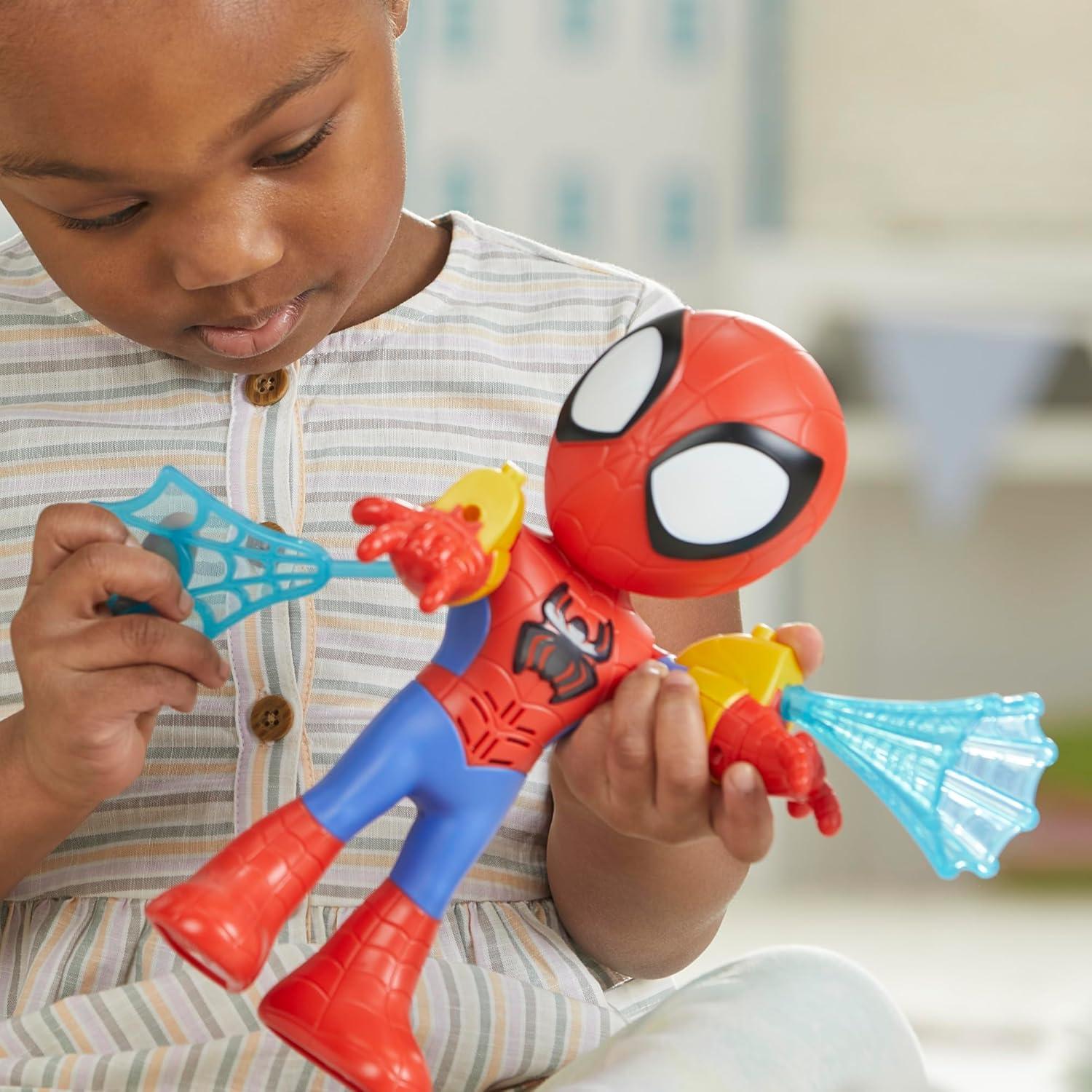 Marvel Spidey and His Amazing Friends Electronic Suit Up Spidey, 10-Inch Action Figure with Lights and Sounds, Preschool Toys for Kids Ages 3 and Up