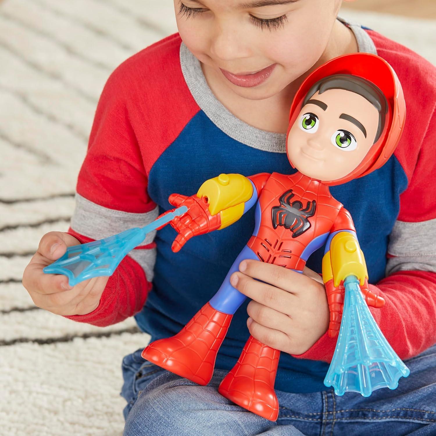 Marvel Spidey and His Amazing Friends Electronic Suit Up Spidey, 10-Inch Action Figure with Lights and Sounds, Preschool Toys for Kids Ages 3 and Up