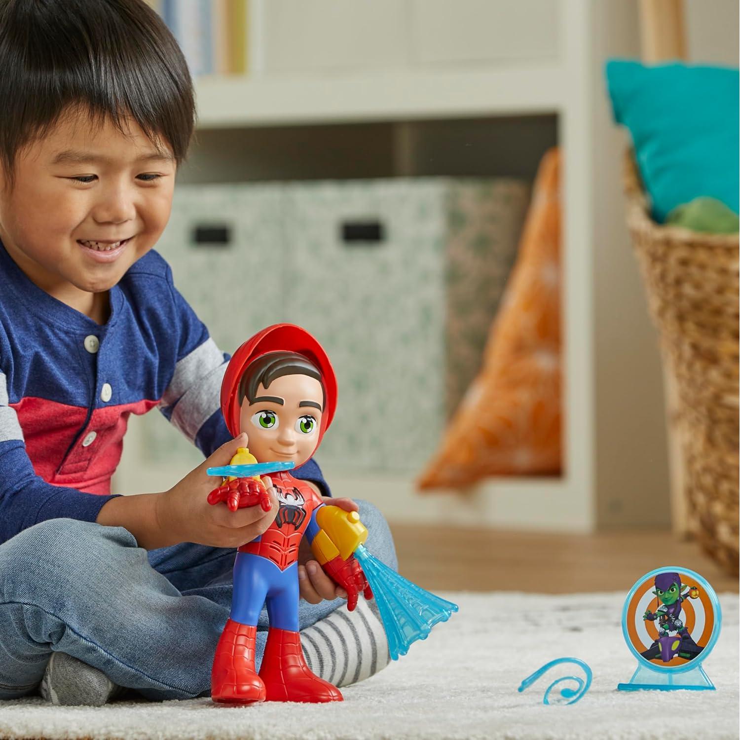 Marvel Spidey and His Amazing Friends Electronic Suit Up Spidey, 10-Inch Action Figure with Lights and Sounds, Preschool Toys for Kids Ages 3 and Up