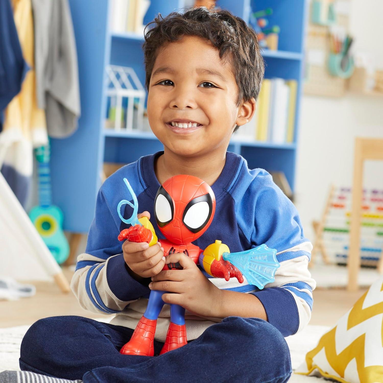 Marvel Spidey and His Amazing Friends Electronic Suit Up Spidey, 10-Inch Action Figure with Lights and Sounds, Preschool Toys for Kids Ages 3 and Up