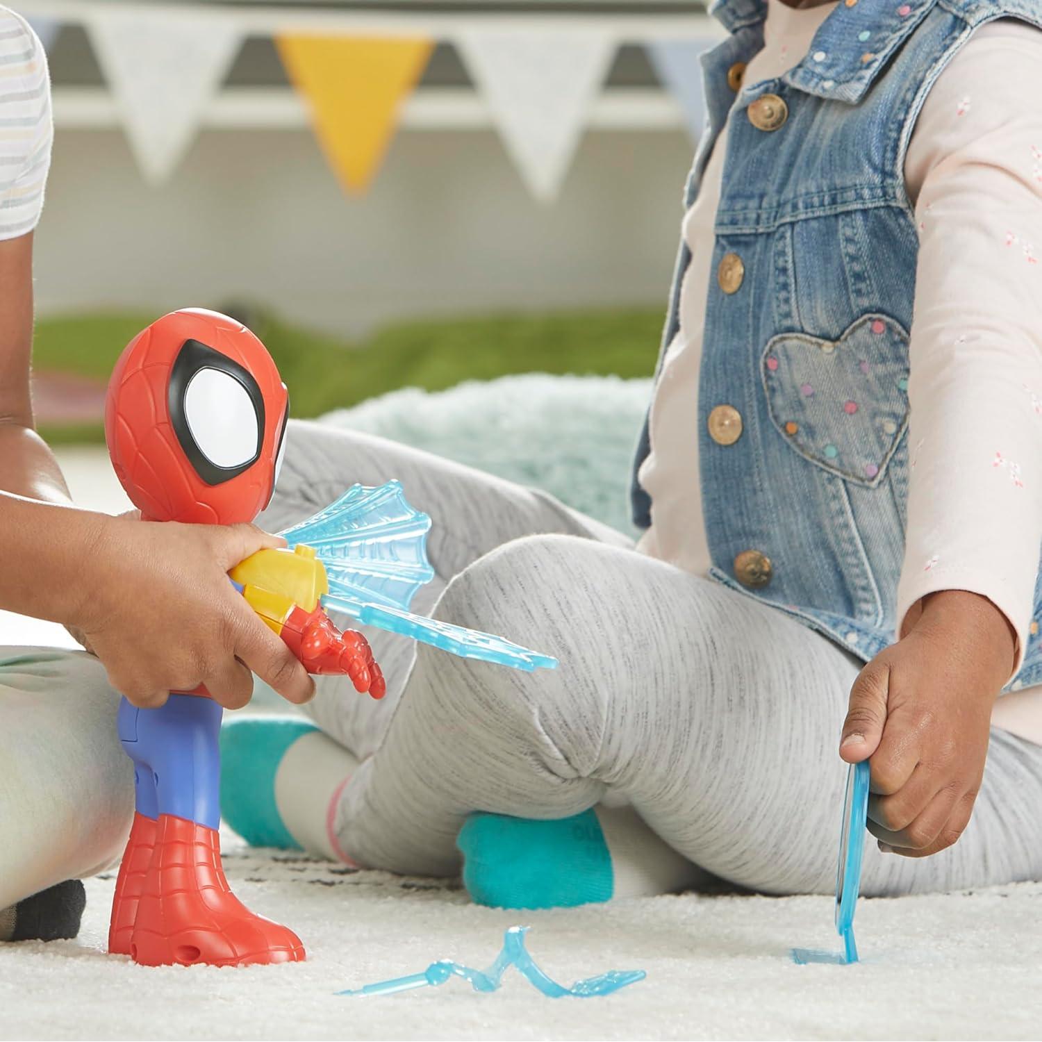 Marvel Spidey and His Amazing Friends Electronic Suit Up Spidey, 10-Inch Action Figure with Lights and Sounds, Preschool Toys for Kids Ages 3 and Up