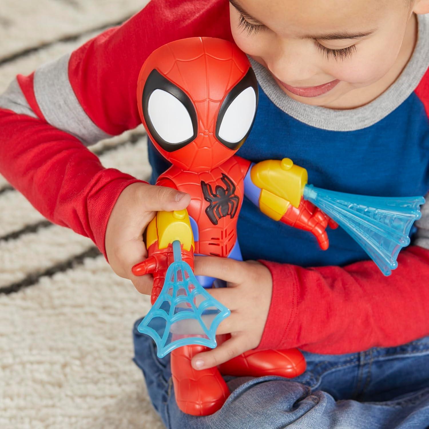 Marvel Spidey and His Amazing Friends Electronic Suit Up Spidey, 10-Inch Action Figure with Lights and Sounds, Preschool Toys for Kids Ages 3 and Up