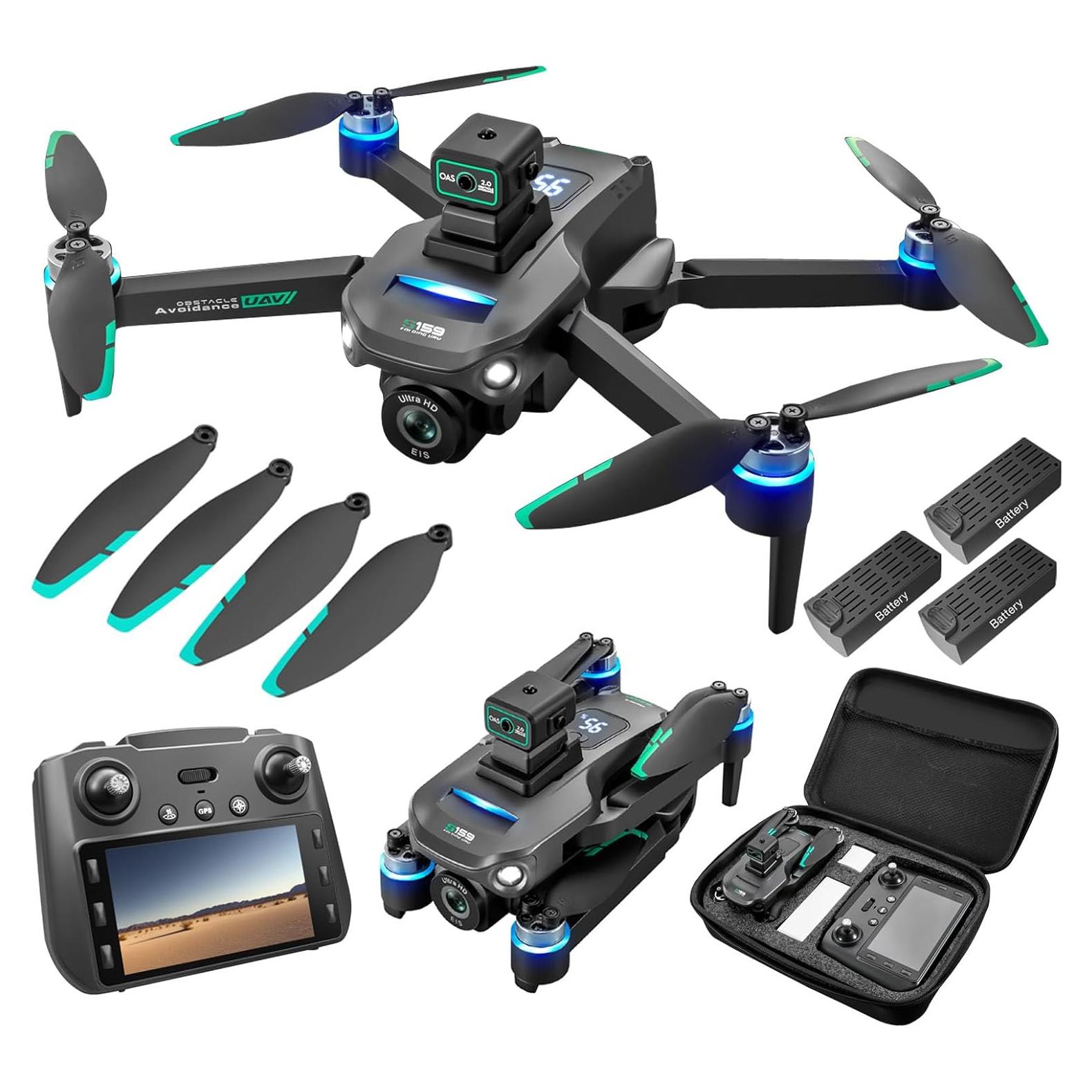 Drones with Camera for Adults 4K, GPS UHD Drone, 5G Remote Controller with Screen, One Key Return, Dual Camere, 3rd Gear Speed, Optical Flow Mode and Obstacle Avoidance, Drone for Beginners (Black)