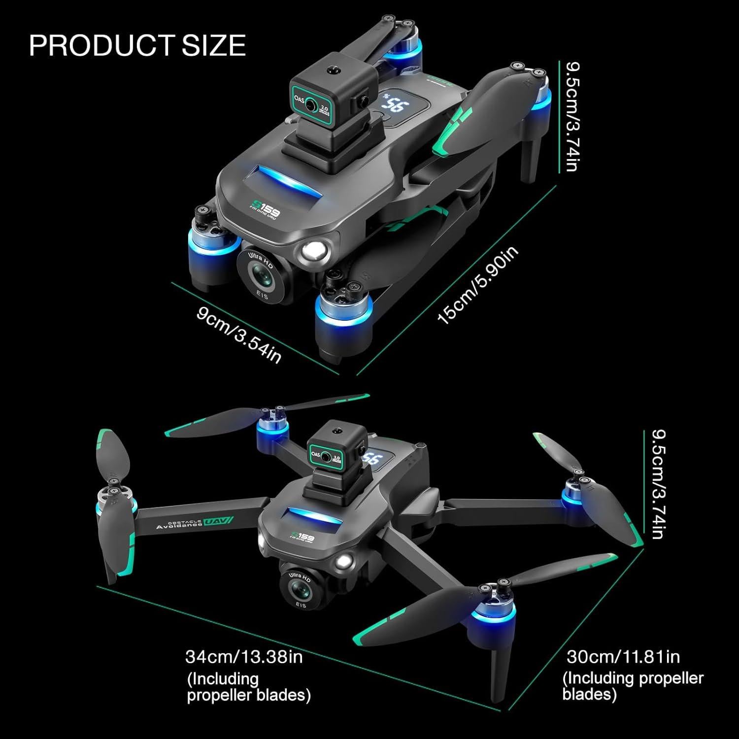Drones with Camera for Adults 4K, GPS UHD Drone, 5G Remote Controller with Screen, One Key Return, Dual Camere, 3rd Gear Speed, Optical Flow Mode and Obstacle Avoidance, Drone for Beginners (Black)