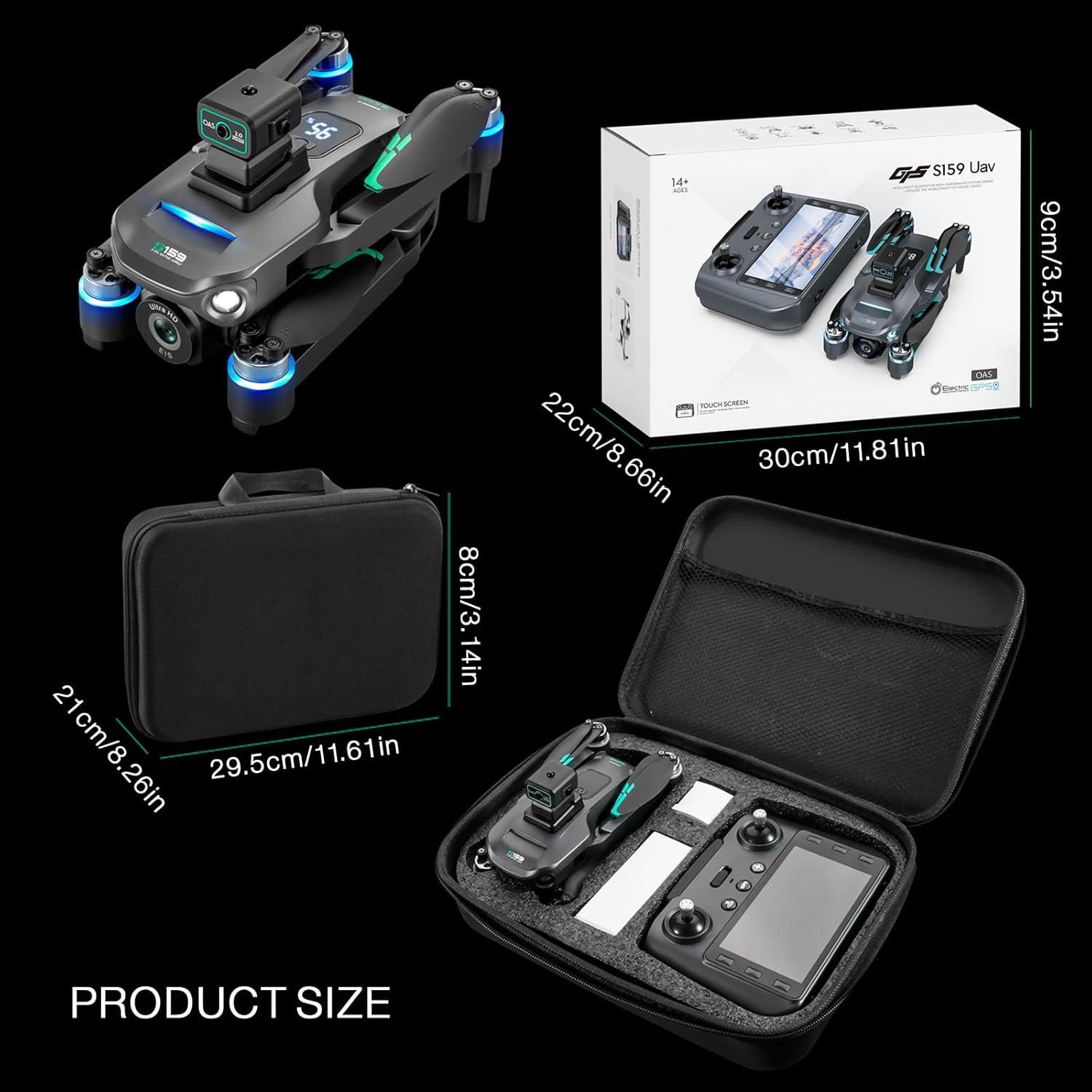 Drones with Camera for Adults 4K, GPS UHD Drone, 5G Remote Controller with Screen, One Key Return, Dual Camere, 3rd Gear Speed, Optical Flow Mode and Obstacle Avoidance, Drone for Beginners (Black)