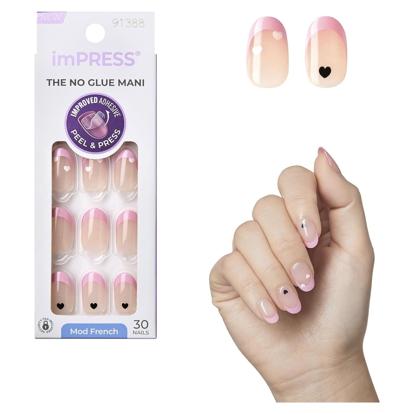 KISS imPRESS Uñas Postizas Francesas Ditto Neutro Claro 30 Uñas