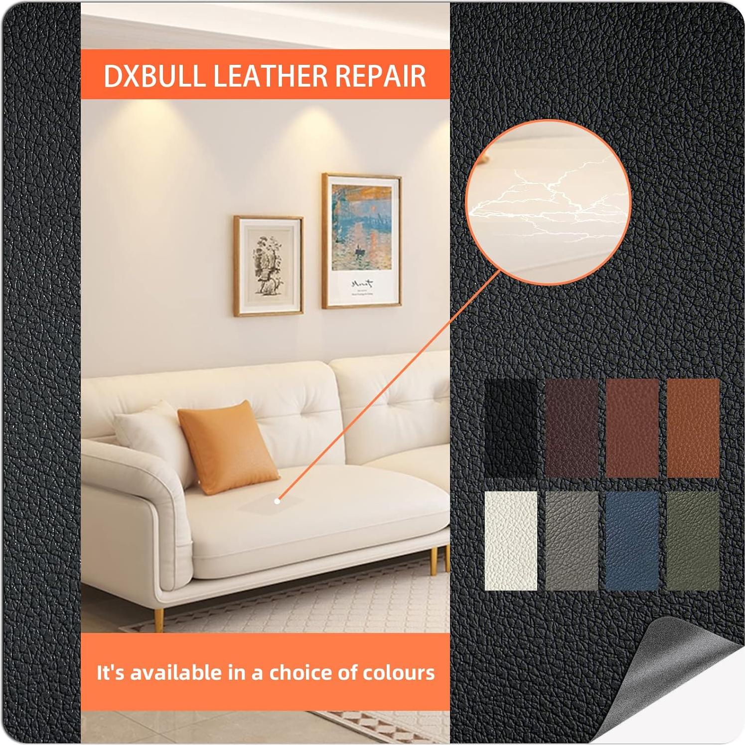 Parche de Reparación de Cuero DXBULL Beige 10x200 cm Autoadhesivo