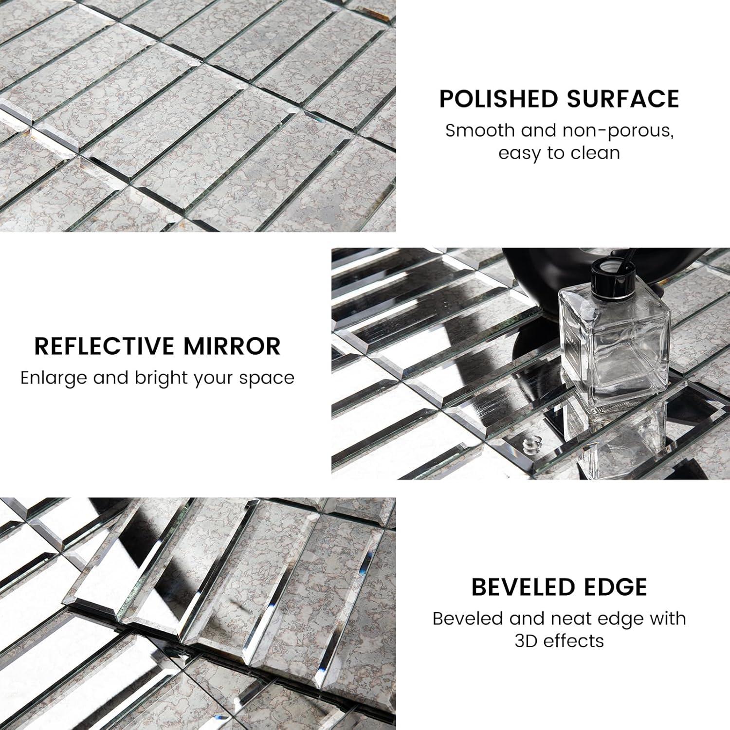 Espejo de Mosaico Autoadhesivo Adedeo 30x30 cm 5 Hojas