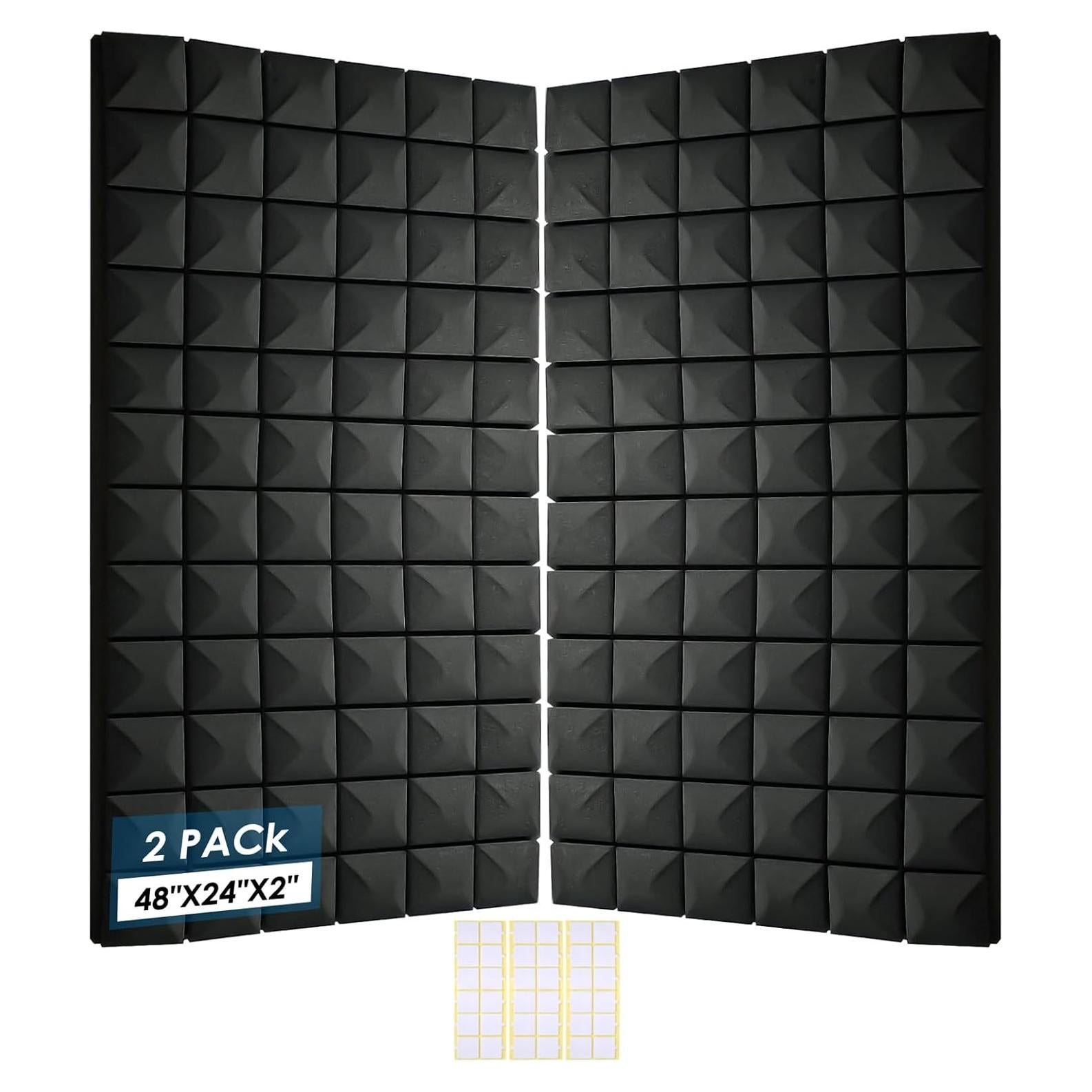 Paneles Acústicos 2 Paquete Espuma Aislante 121.9x61cm Negro