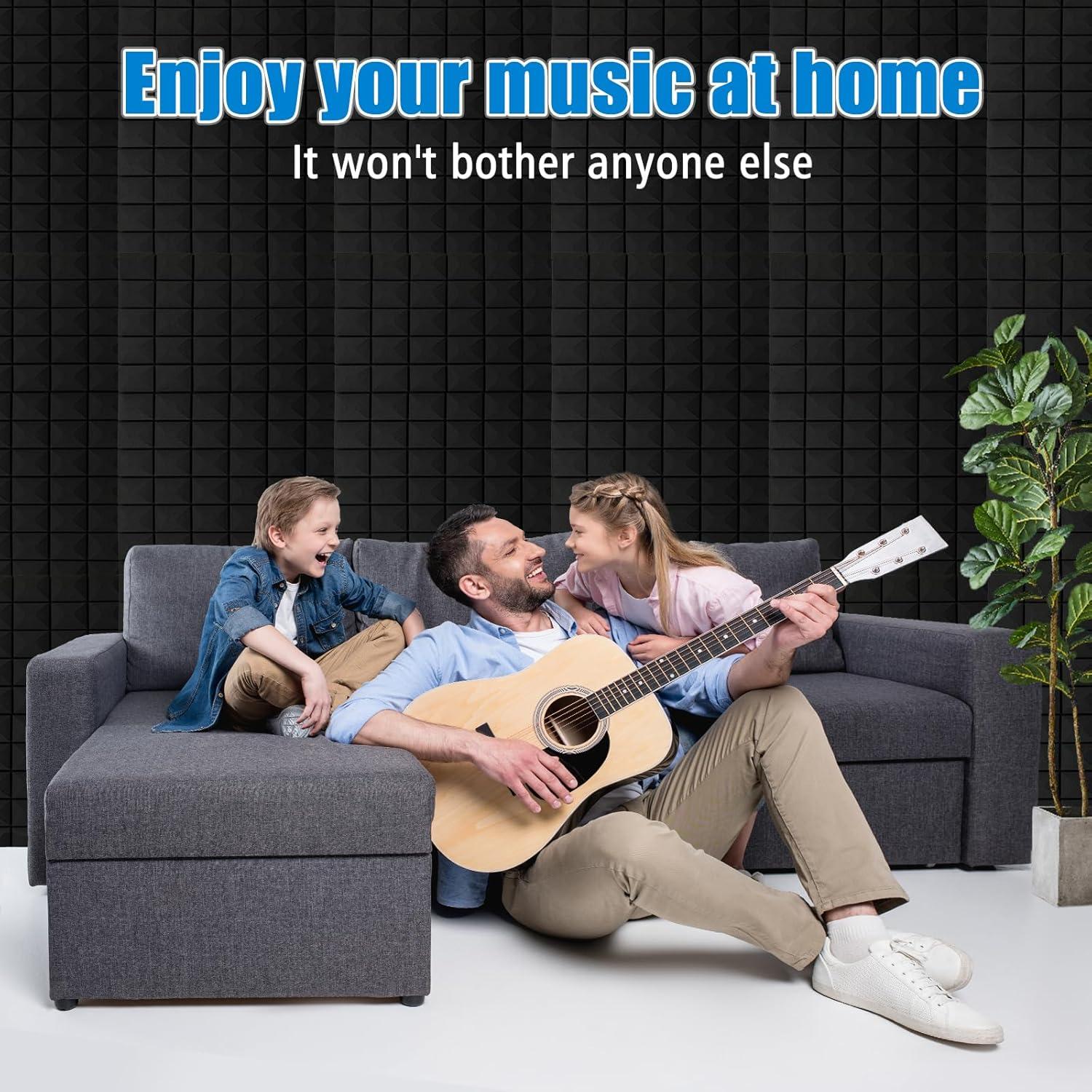 Paneles Acústicos 2 Paquete Espuma Aislante 121.9x61cm Negro