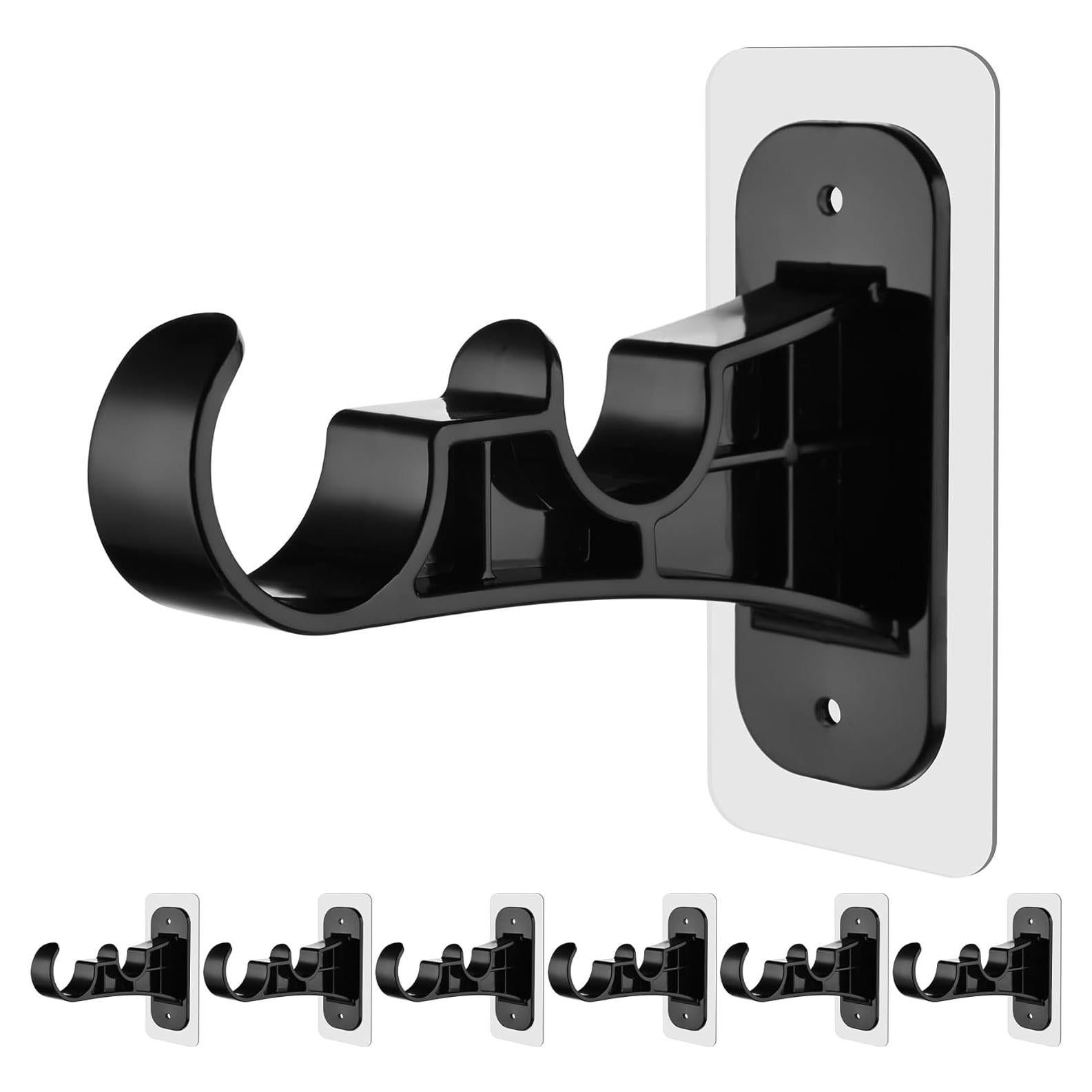 Soporte de Barra de Cortina Doble Antimbee 6 Piezas Negro