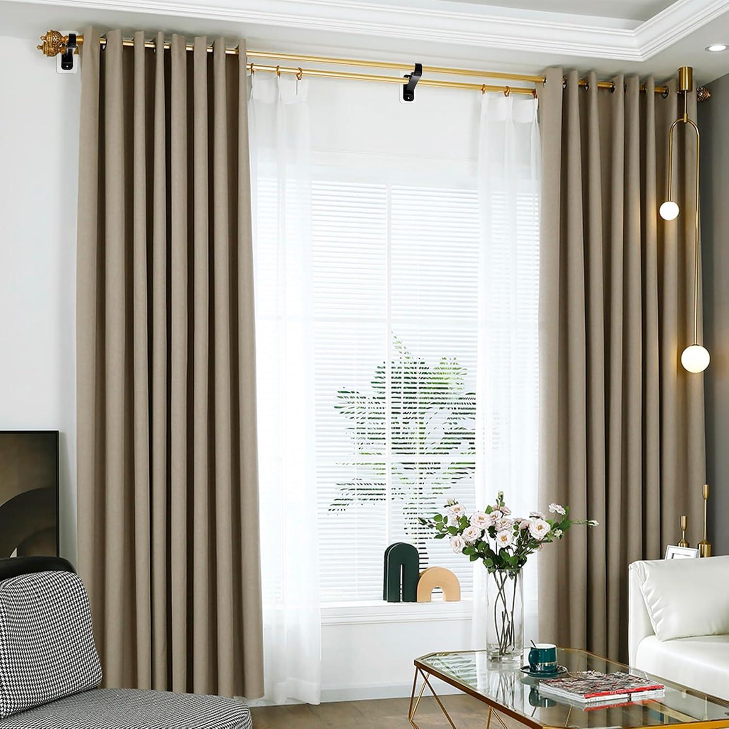 Soporte de Barra de Cortina Doble Antimbee 6 Piezas Negro