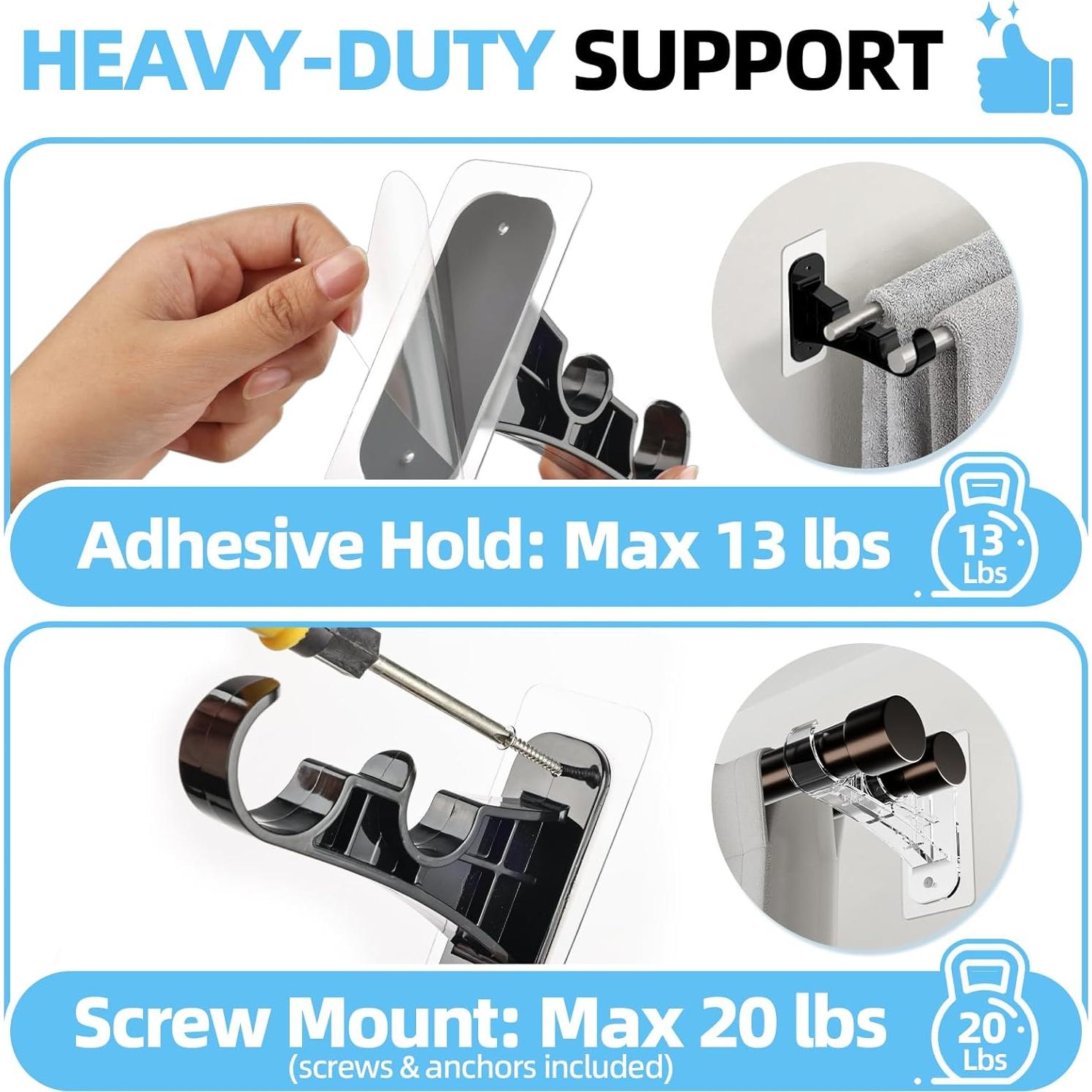 Soporte de Barra de Cortina Doble Antimbee 6 Piezas Negro