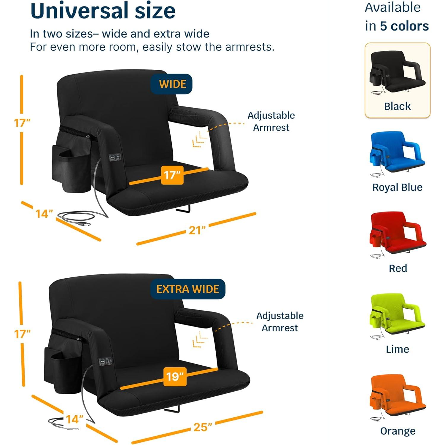 Asiento de Estadio Reclinable Alpcour 53 cm Calentado y Masaje