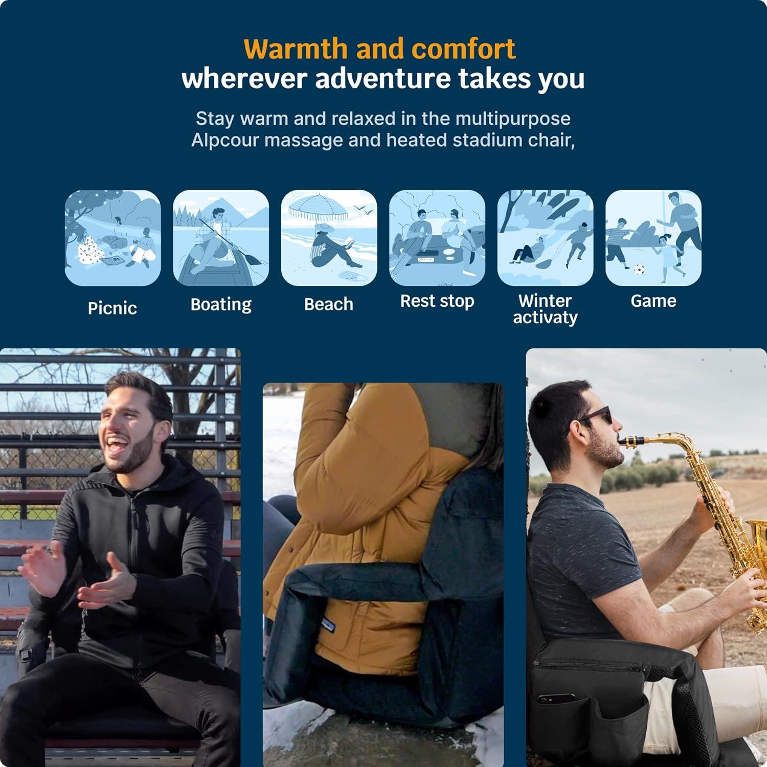 Asiento de Estadio Reclinable Alpcour 53 cm Calentado y Masaje