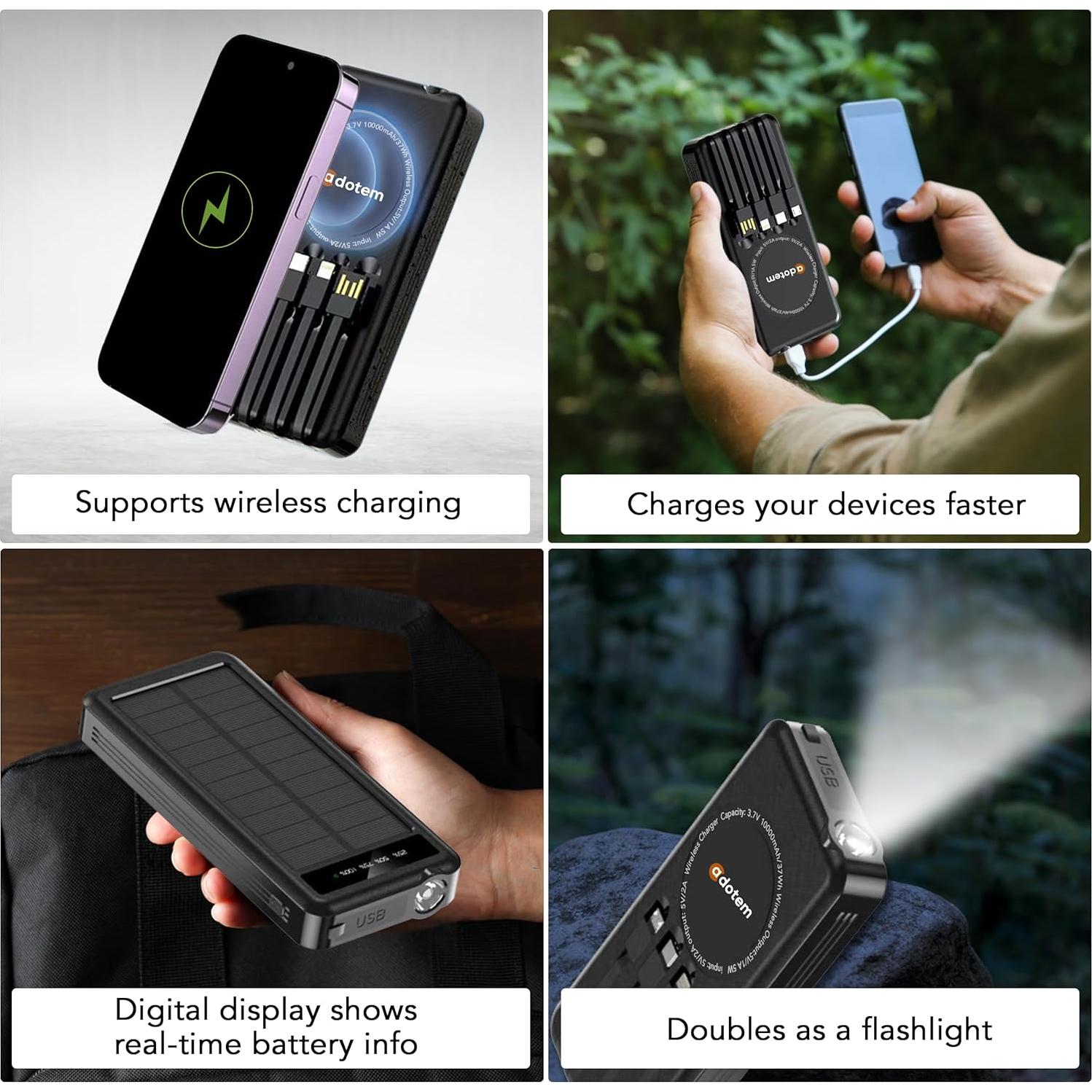 Banco de Energía Solar Portátil 10,000mAh Dongguan - Carga Inalámbrica