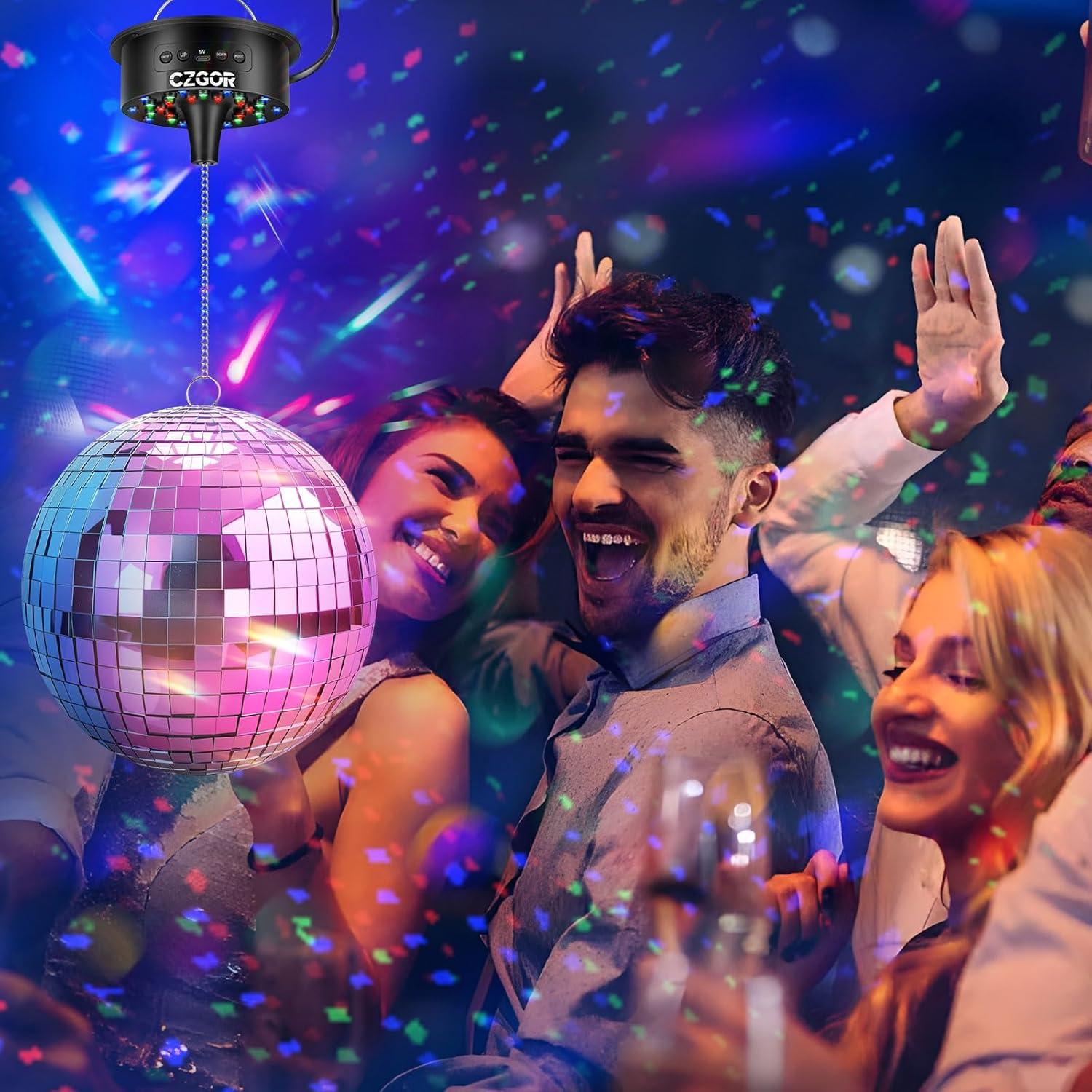 Motor de bola de discoteca Czgor con control remoto y 30 LEDs RGB