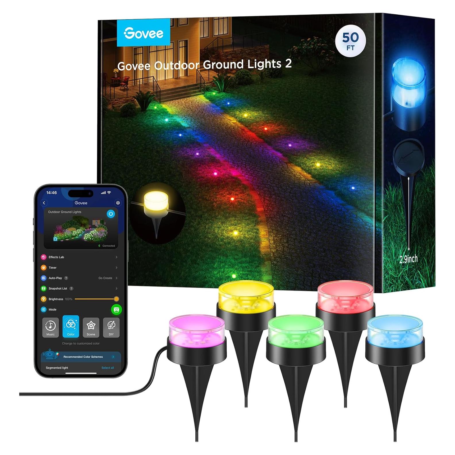 Luces de Suelo Exteriores Govee 50 pies RGBIC IP67 15 Luces