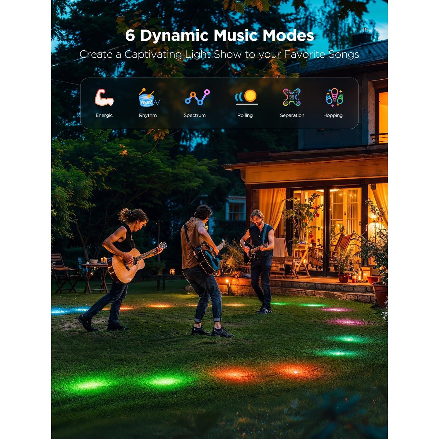 Luces de Suelo Exteriores Govee 50 pies RGBIC IP67 15 Luces