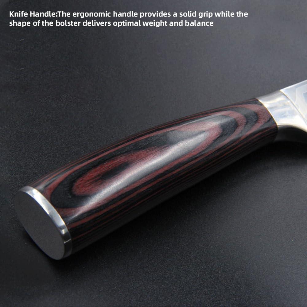 3PCS Kitchen Knife Set, Professional Japanese Chef Knives with High Carbon Stainless Steel Ultra, Sharp Aikido Knives with Ergonomic Color Wooden Handle for Cooking Meat, Fruits, Vegetables.