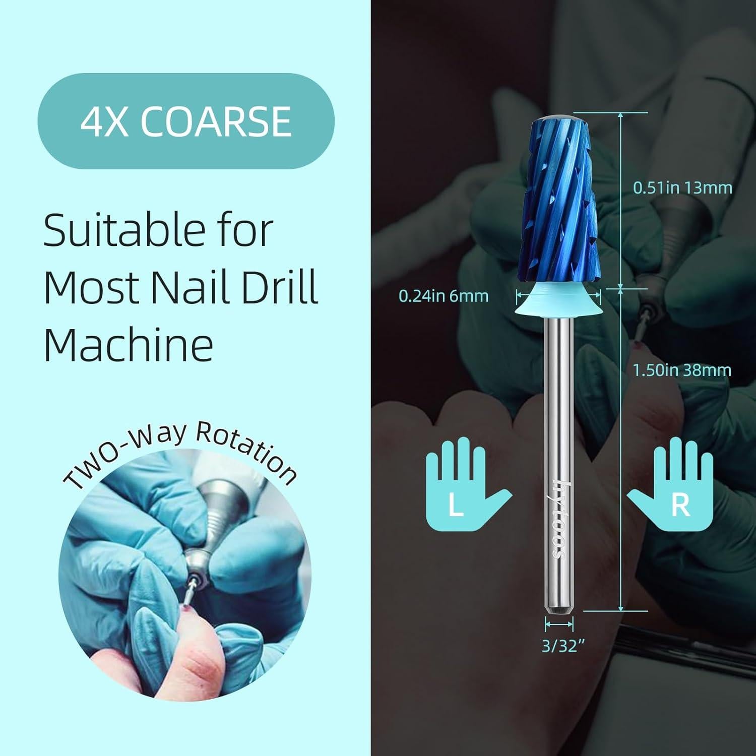 Broca de Uñas Tapered de Seguridad Hytoos 4XC Azul Nano 3/32"