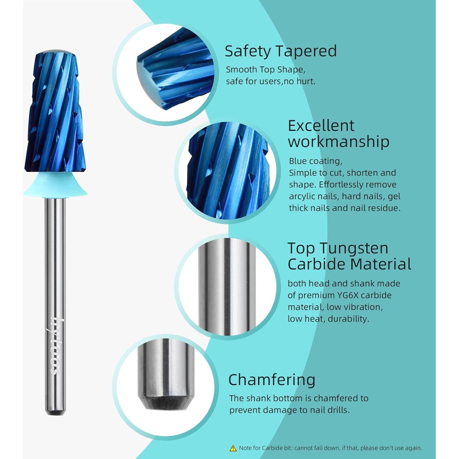 Broca de Uñas Tapered de Seguridad Hytoos 4XC Azul Nano 3/32"