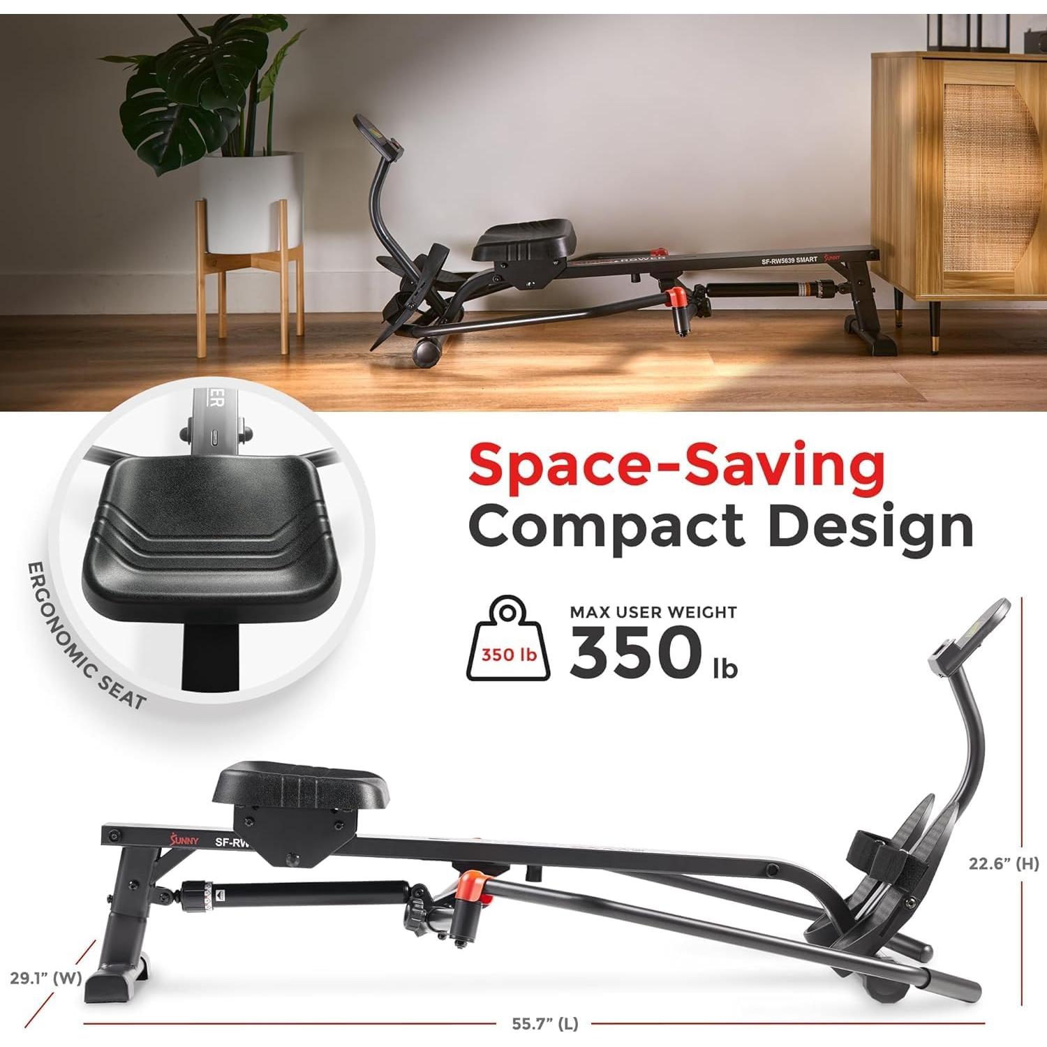Máquina de Remo Compacta Sunny Health & Fitness SF-RW5639SMART