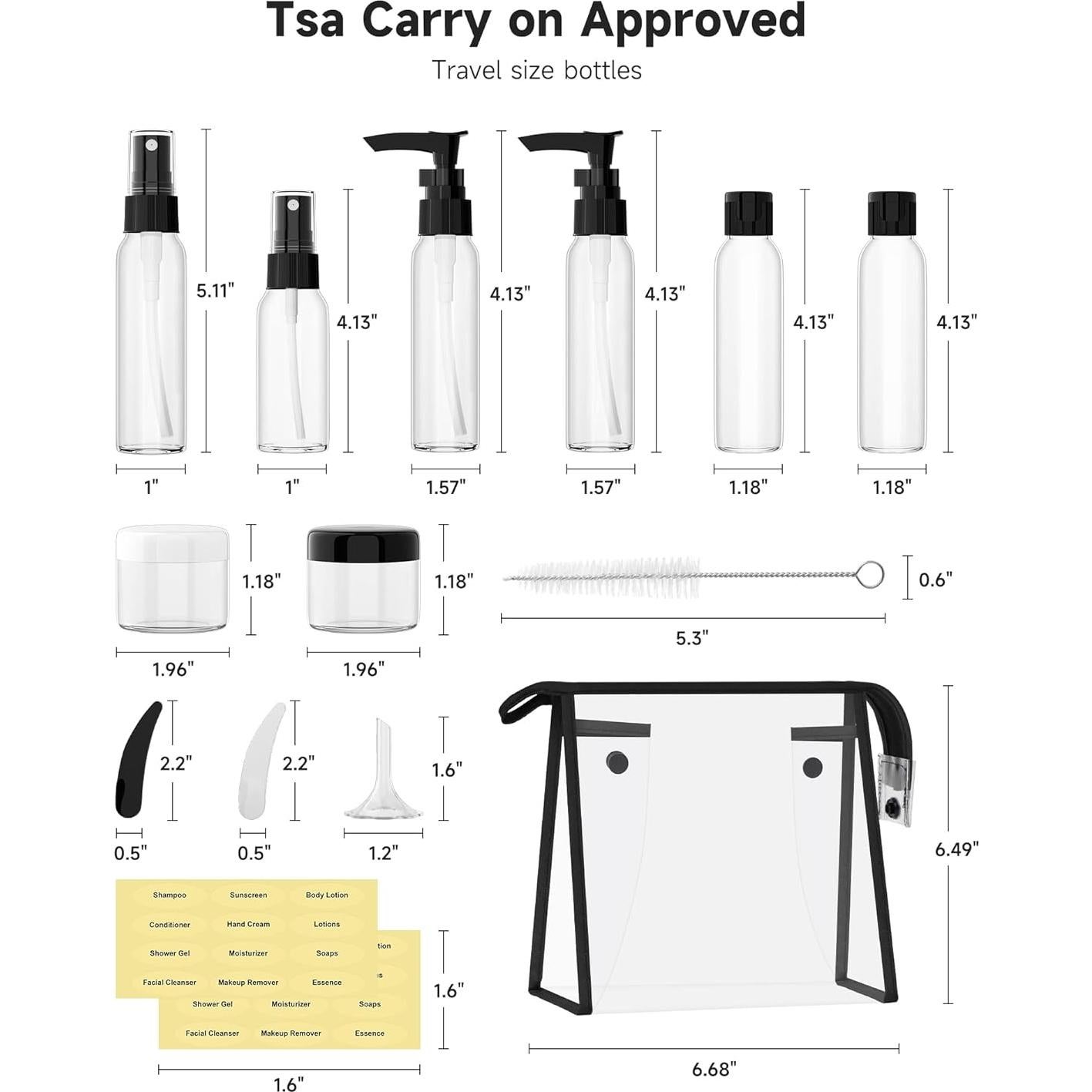 Kits de Botellas de Viaje Morfone - Aprobadas por TSA, 100ml