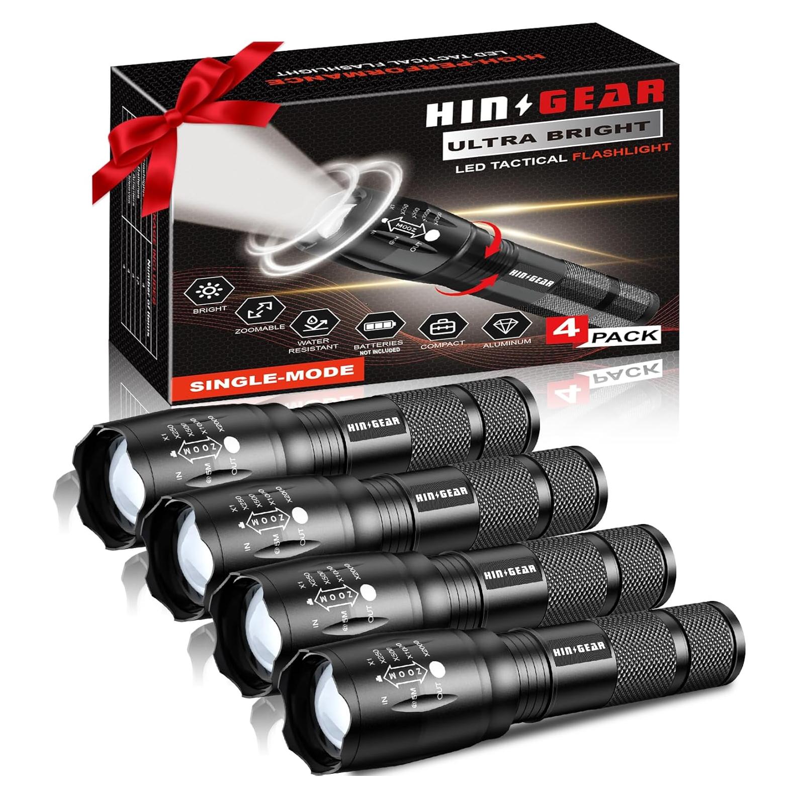 Paquete de 4 Linternas Tácticas LED HinsGEAR SL2000 2000 Lúmenes