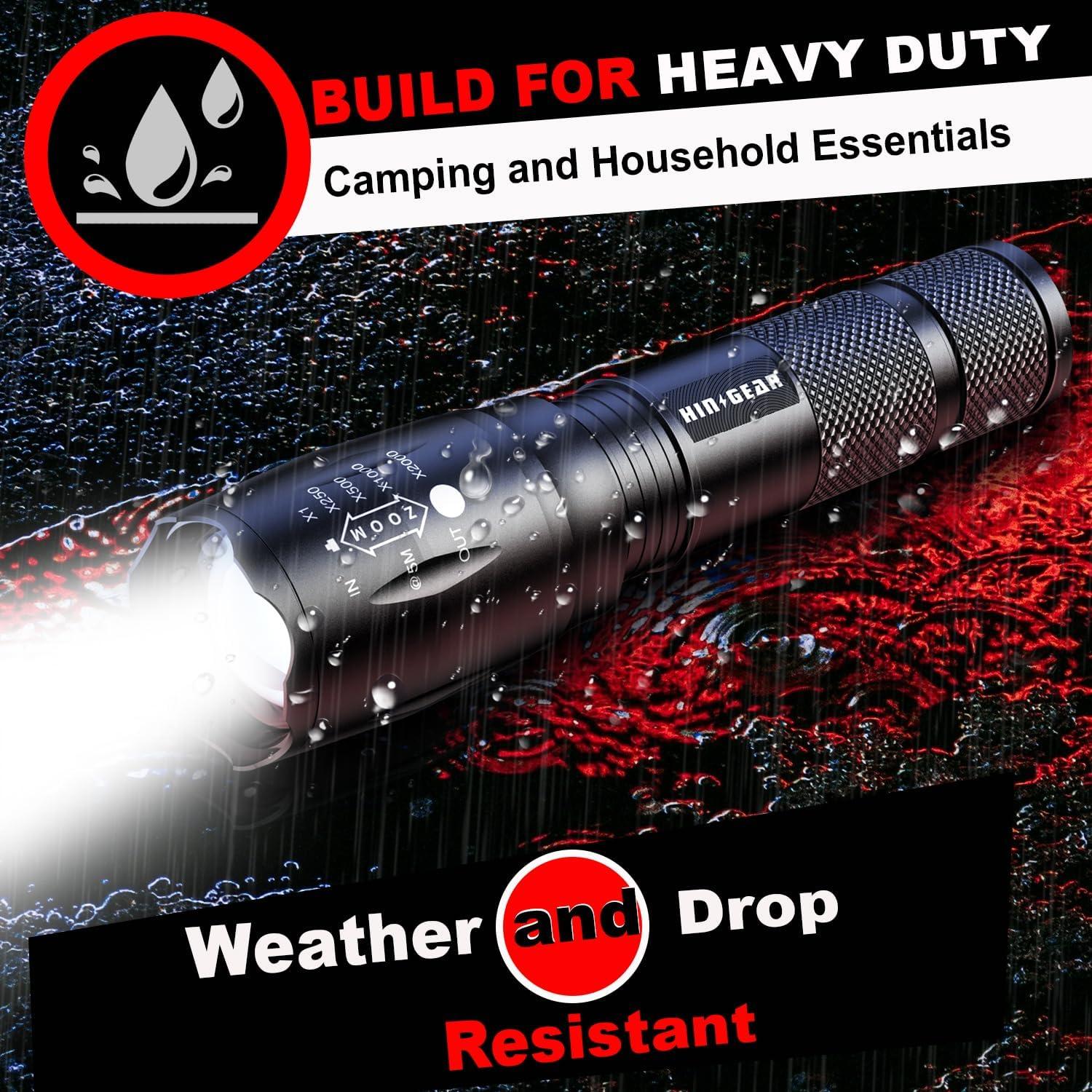 Paquete de 4 Linternas Tácticas LED HinsGEAR SL2000 2000 Lúmenes