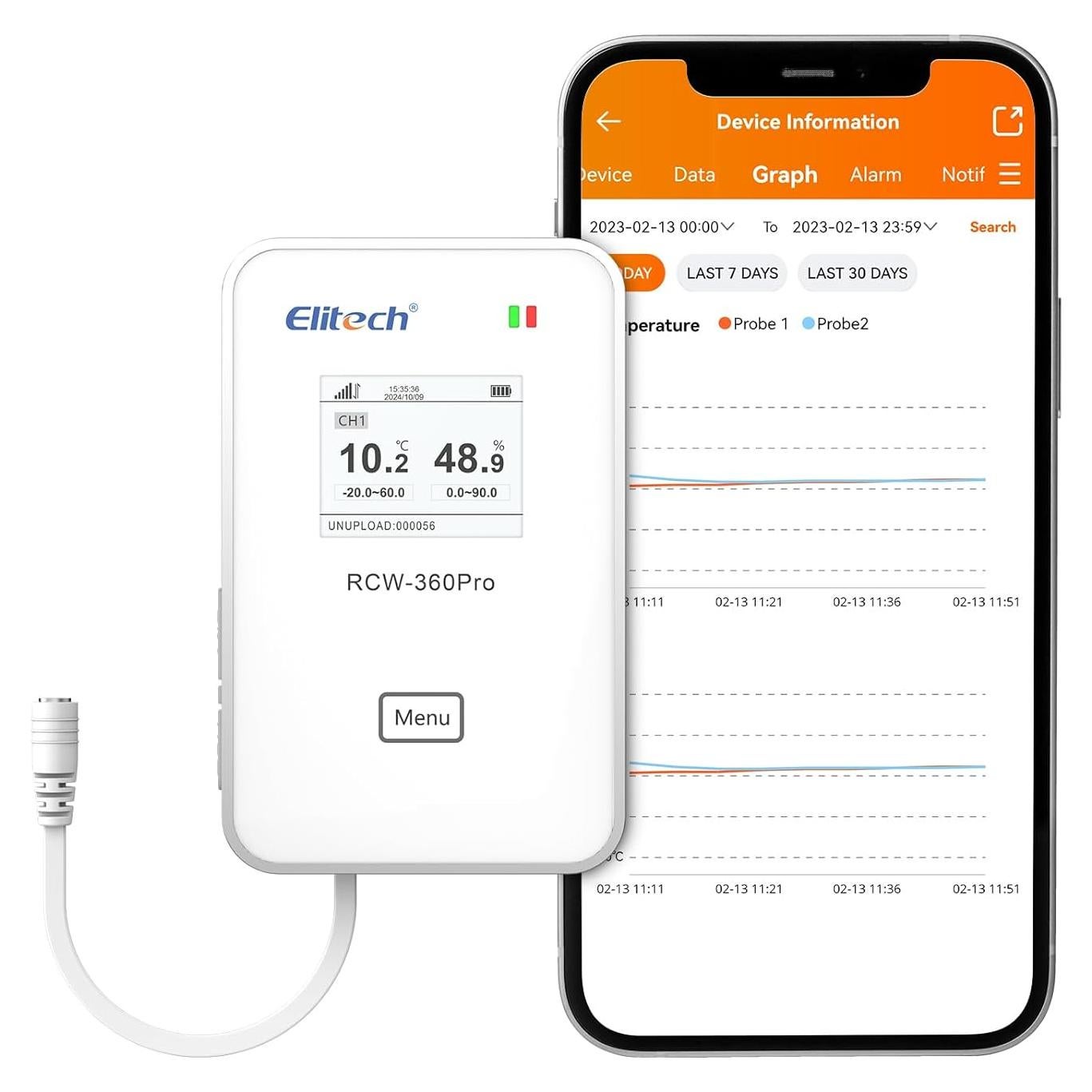 Monitor de Temperatura y Humedad Elitech RCW-360Pro 4G 5Pack