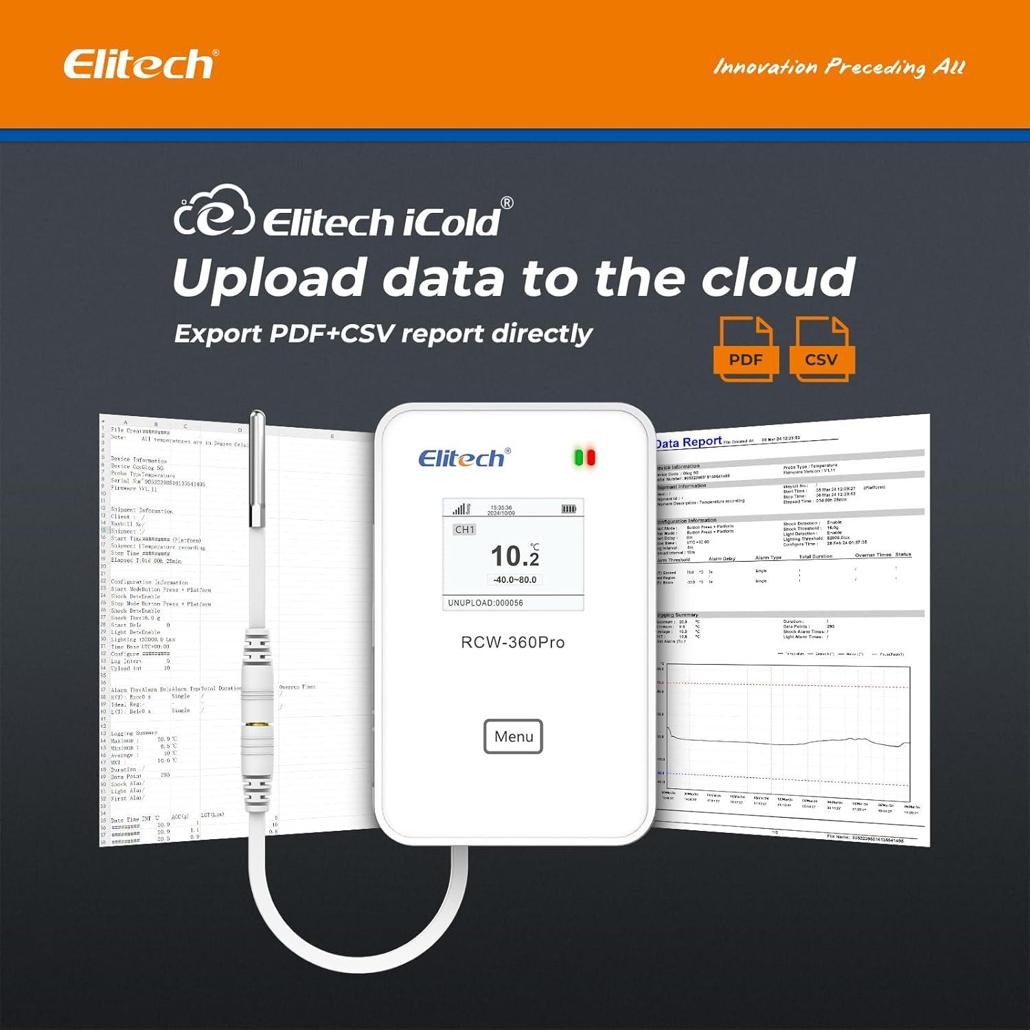 Monitor de Temperatura y Humedad Elitech RCW-360Pro 4G 5Pack