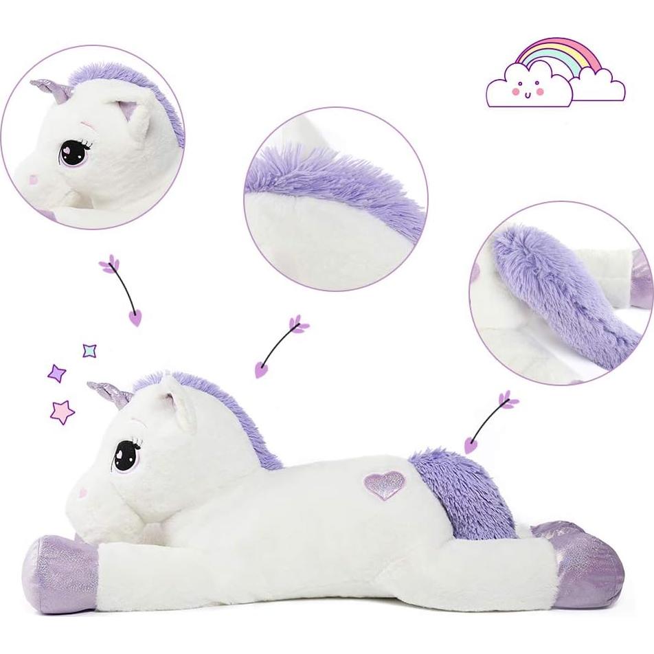 Peluches de Unicornio Grande Tezituor 109 cm Blanco