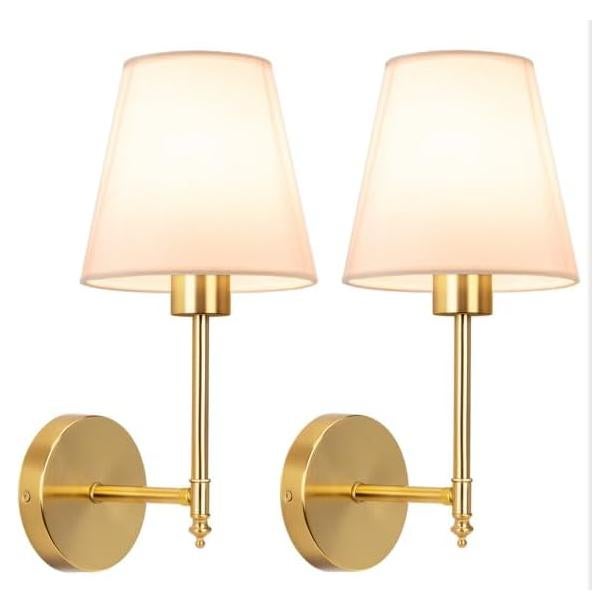 Juego de Apliques de Pared Inalámbricos JOFIOS 2 Unidades Dorado