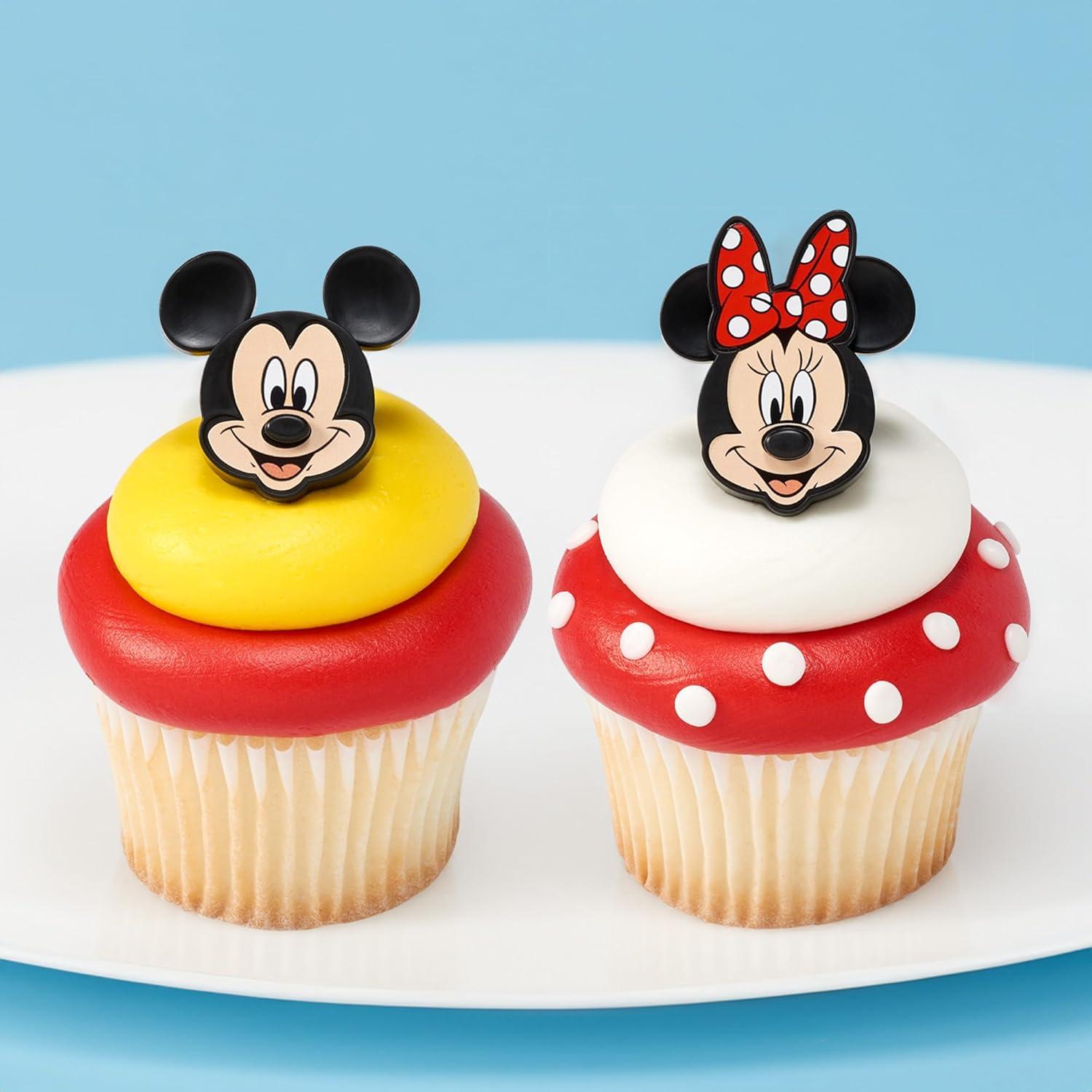 Anillos de Cupcake Mickey y Minnie Mouse DecoPac - 24 Piezas