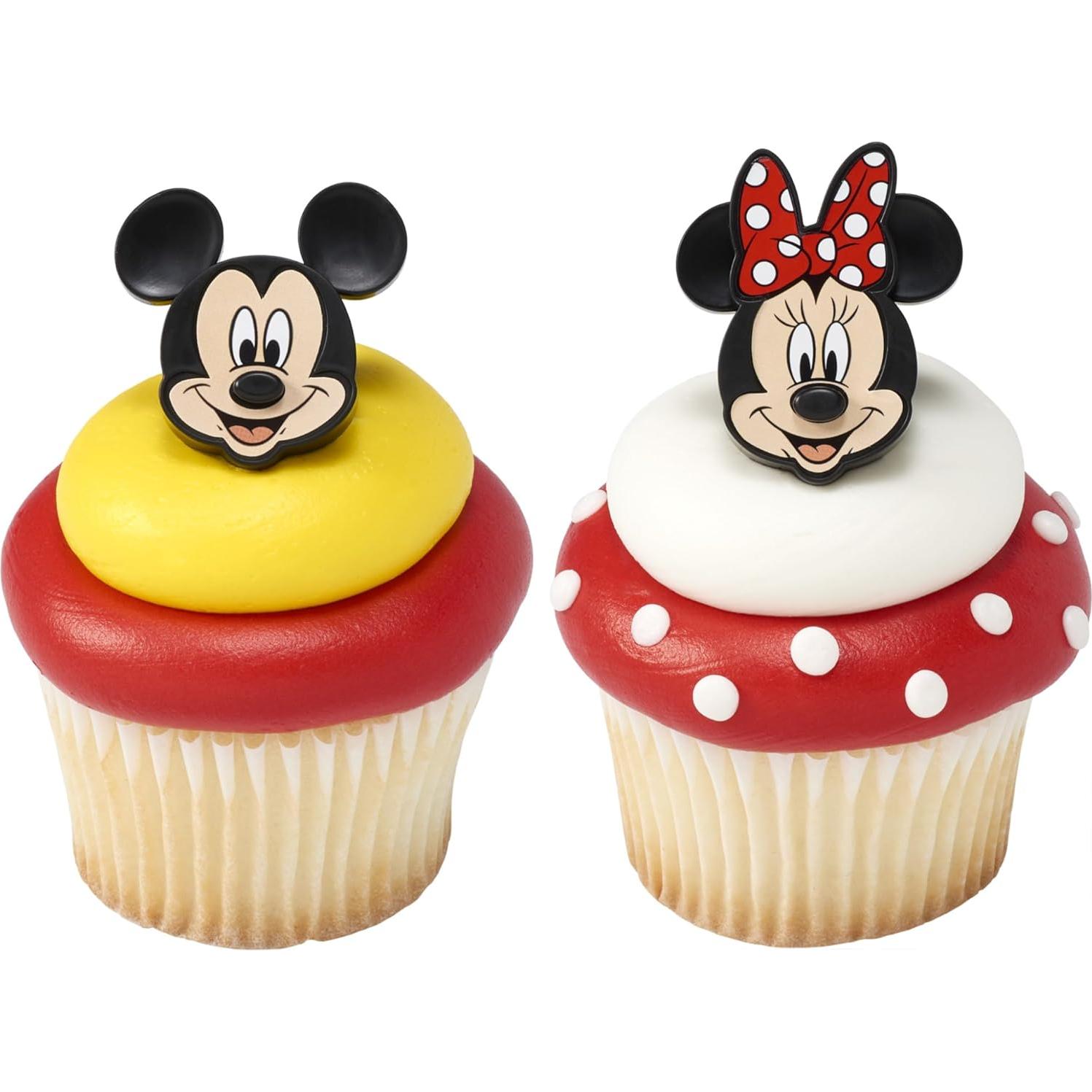Anillos de Cupcake Mickey y Minnie Mouse DecoPac - 24 Piezas