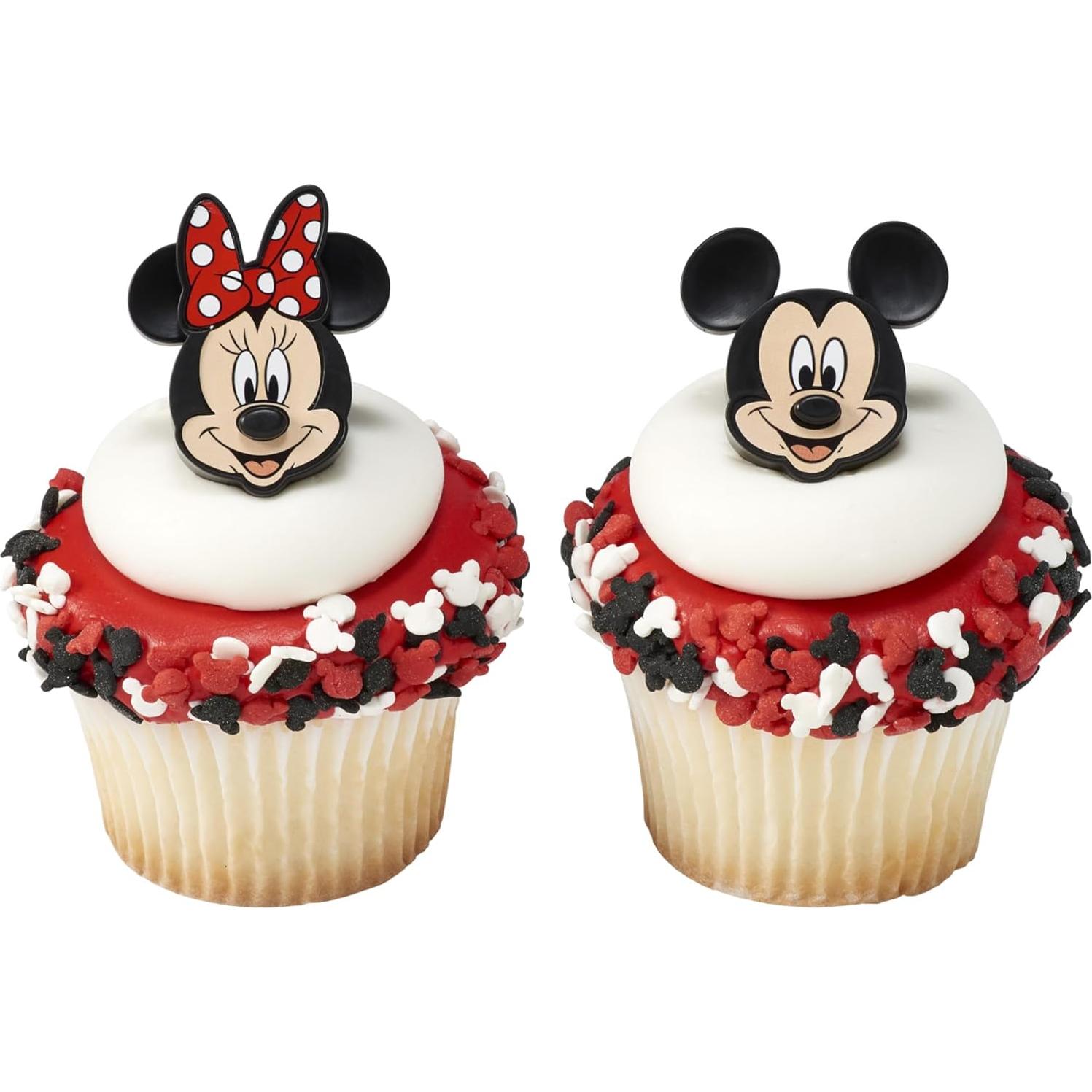 Anillos de Cupcake Mickey y Minnie Mouse DecoPac - 24 Piezas