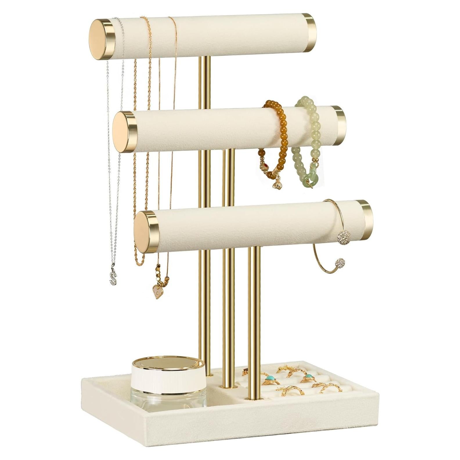 Soporte para Pulseras Beige Bussdis - Organizador de Joyería 3 Niveles