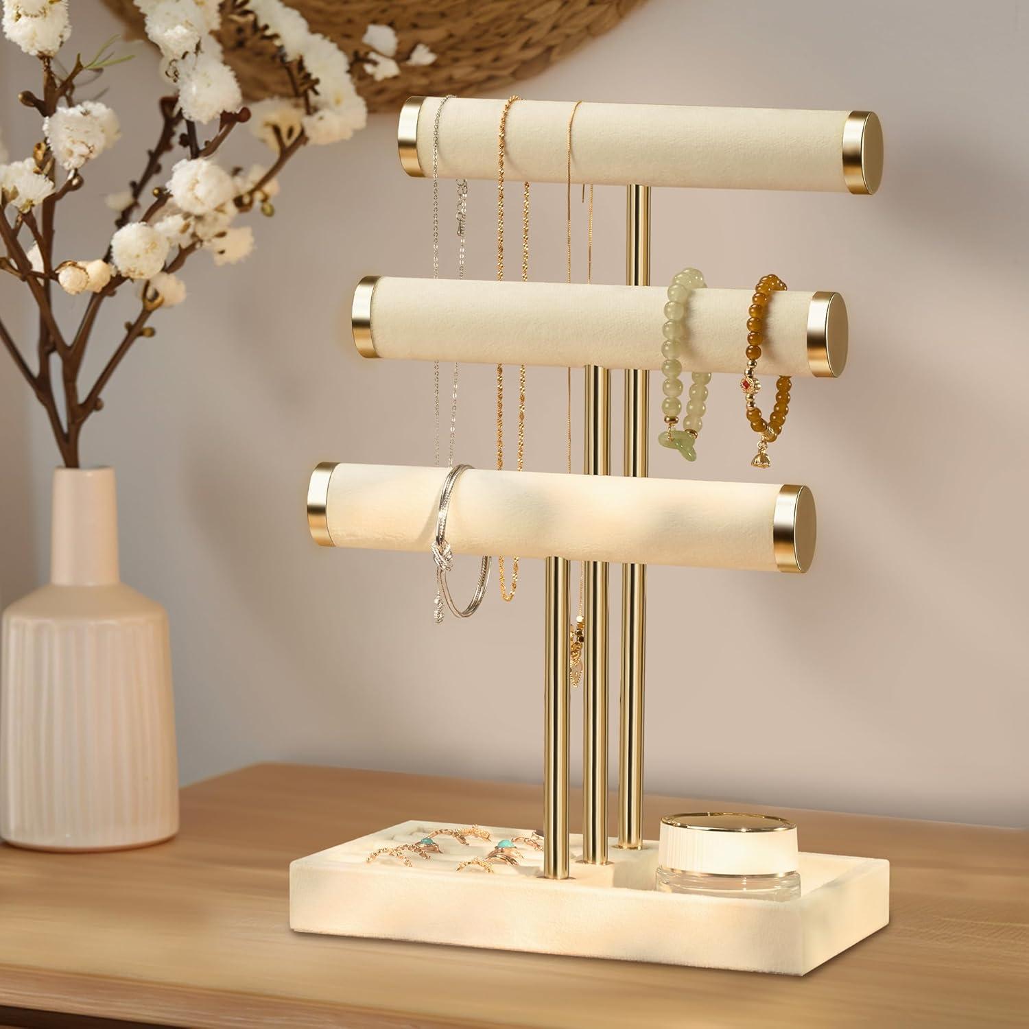 Soporte para Pulseras Beige Bussdis - Organizador de Joyería 3 Niveles