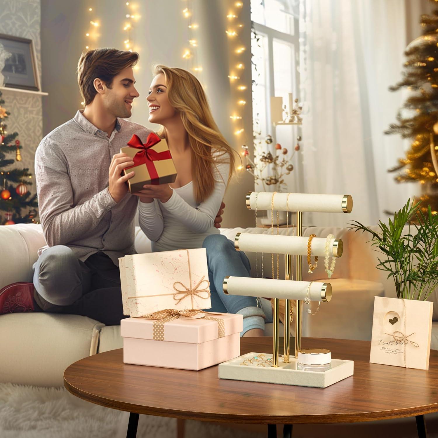 Soporte para Pulseras Beige Bussdis - Organizador de Joyería 3 Niveles