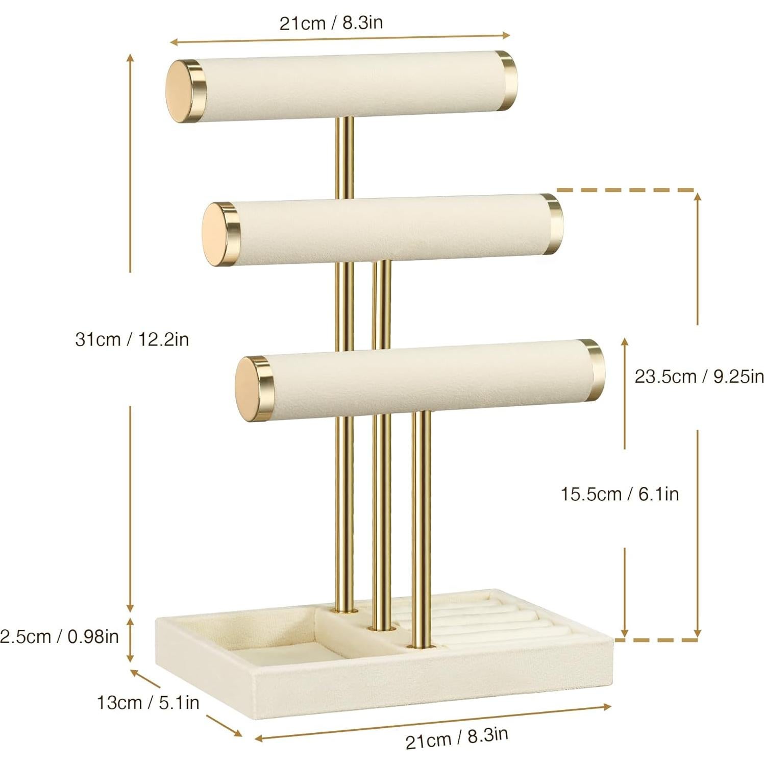 Soporte para Pulseras Beige Bussdis - Organizador de Joyería 3 Niveles