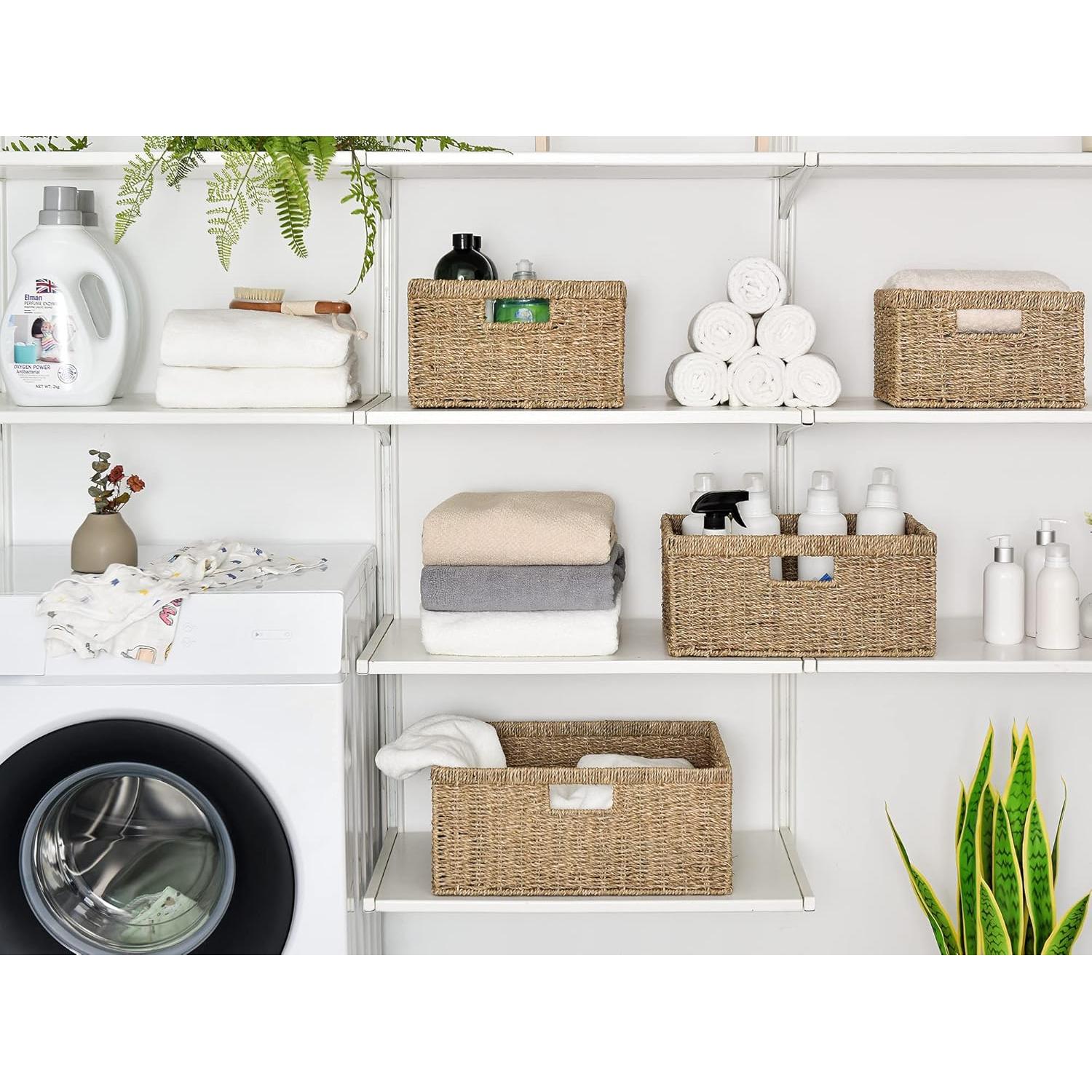 Cesta de Almacenamiento Grande StorageWorks de Hierba Marina 38x28x17 cm