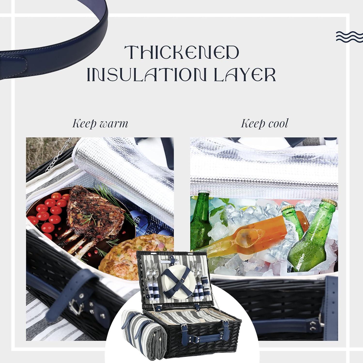 Cesta de Picnic YPshuye para 4 Personas con Manta Impermeable