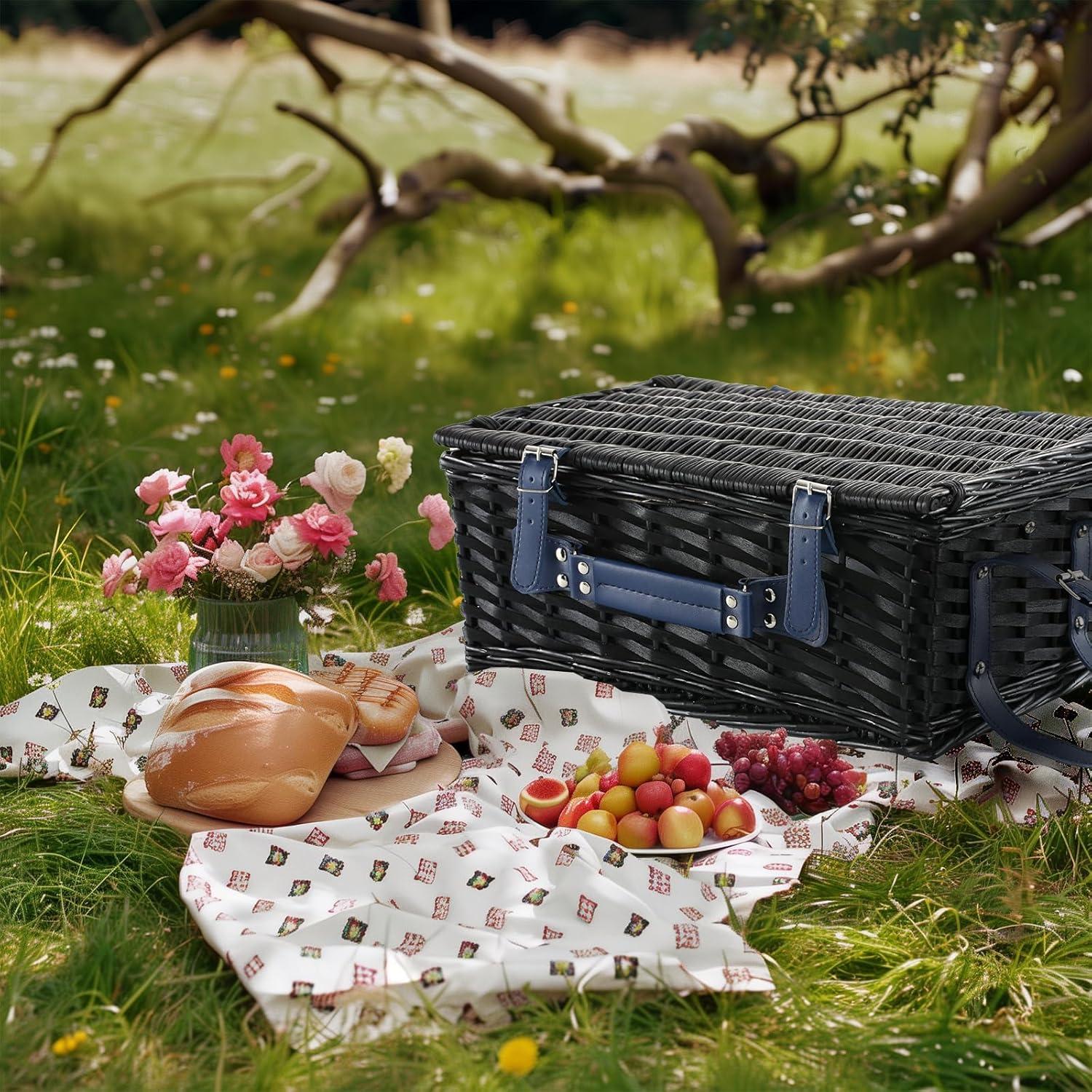 Cesta de Picnic YPshuye para 4 Personas con Manta Impermeable